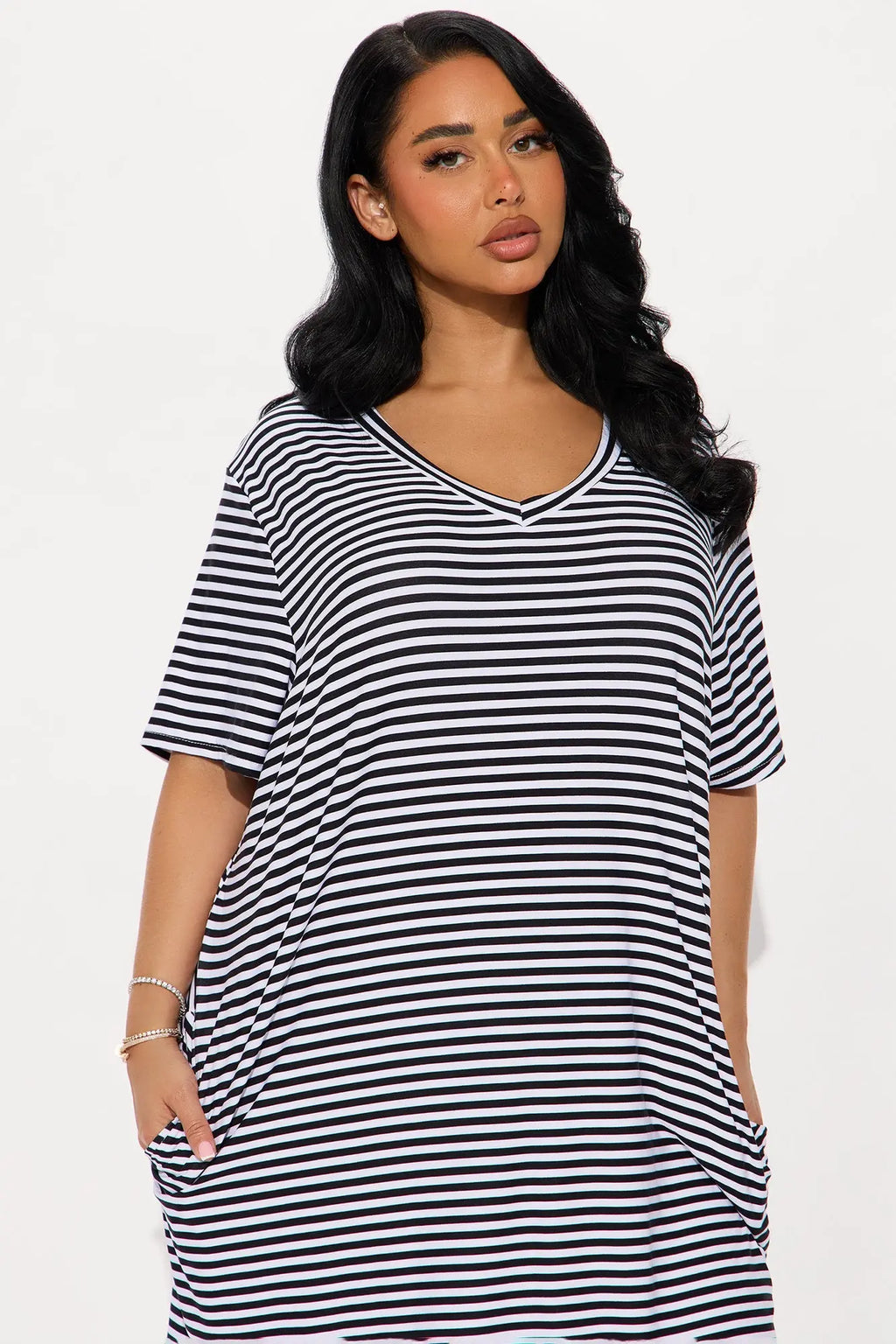 Always Sleepy Maxi PJ Sleep Shirt - Black/White 