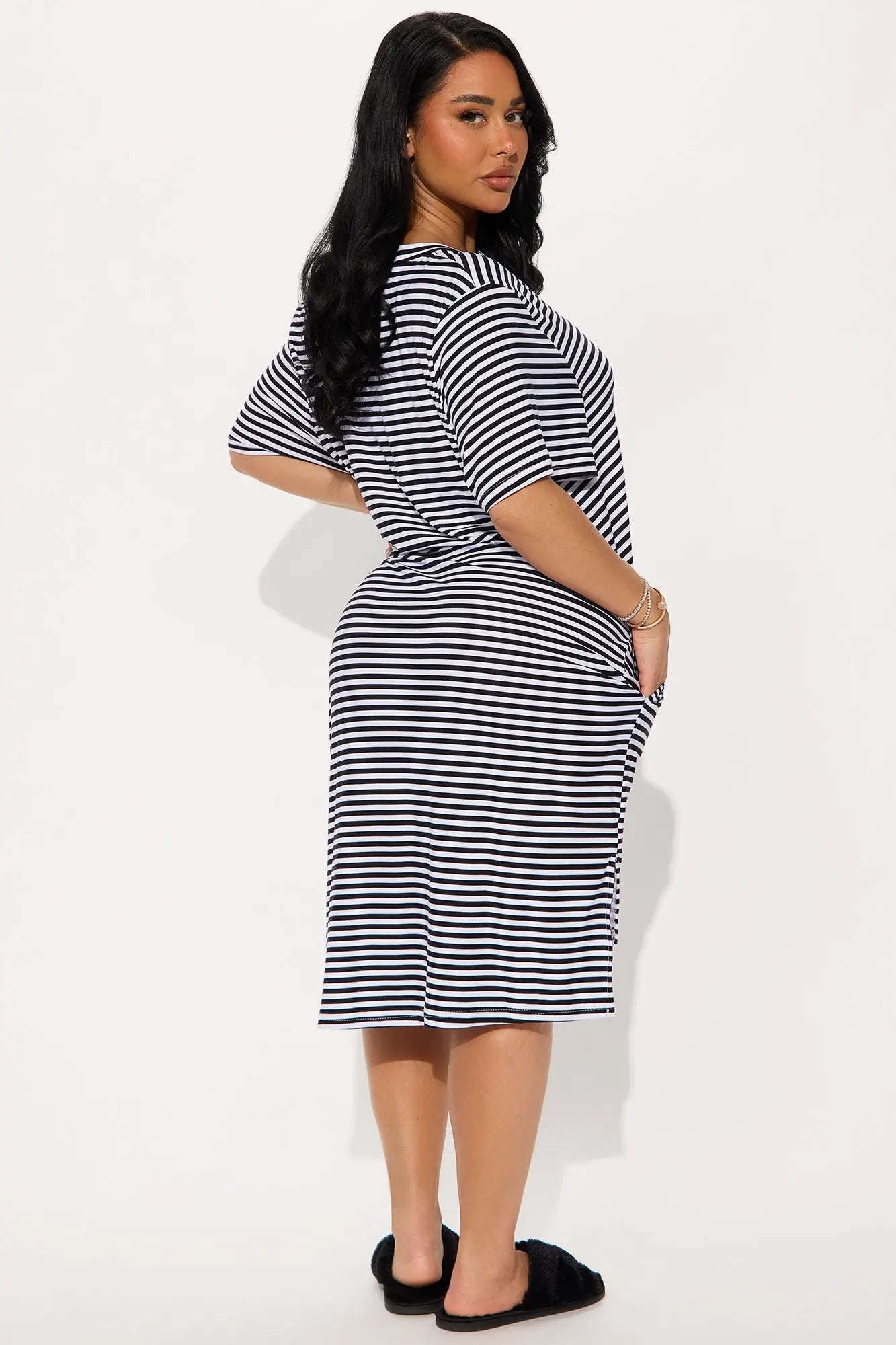 Always Sleepy Maxi PJ Sleep Shirt - Black/White 