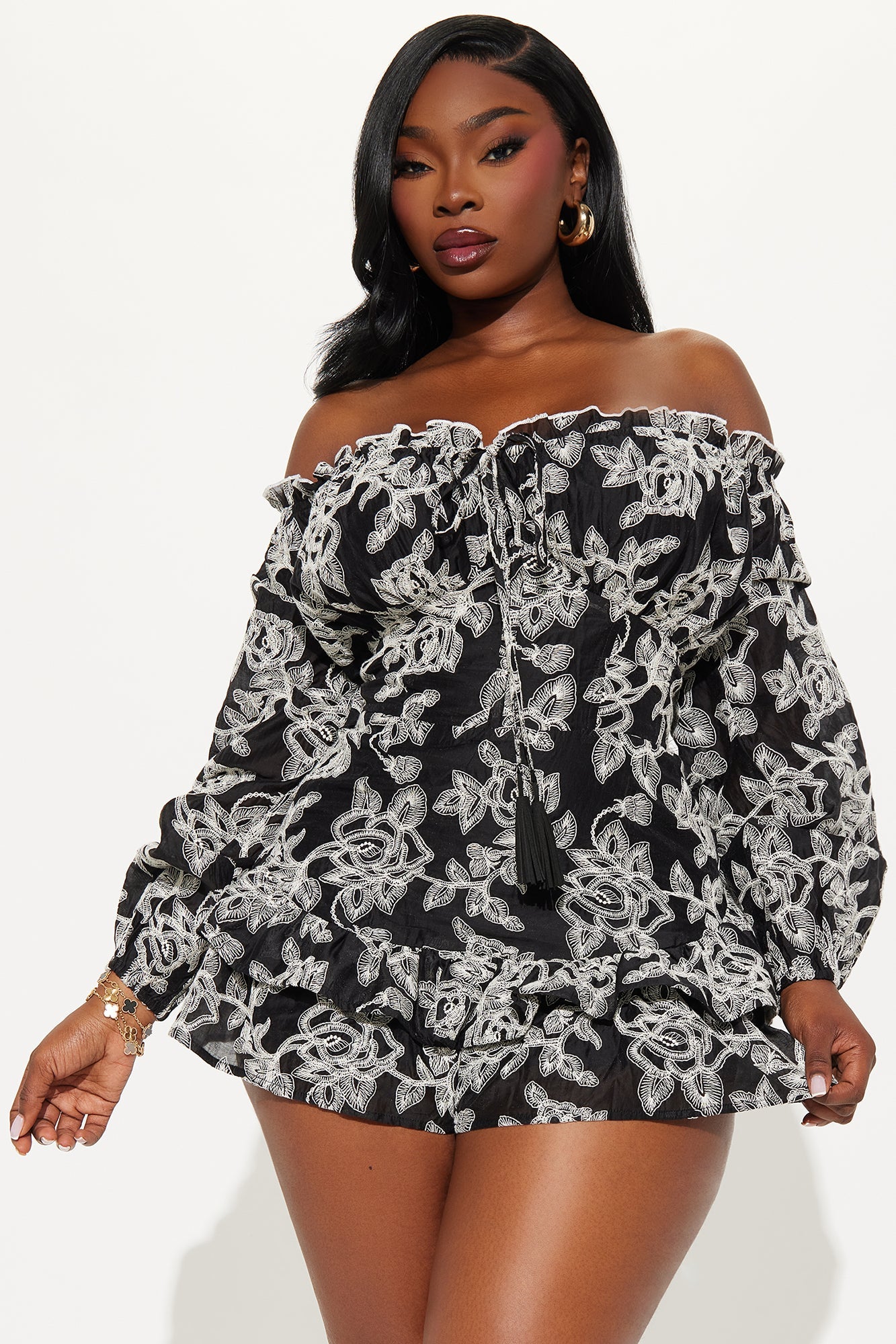 Secret Garden Retreat Romper - Black/White