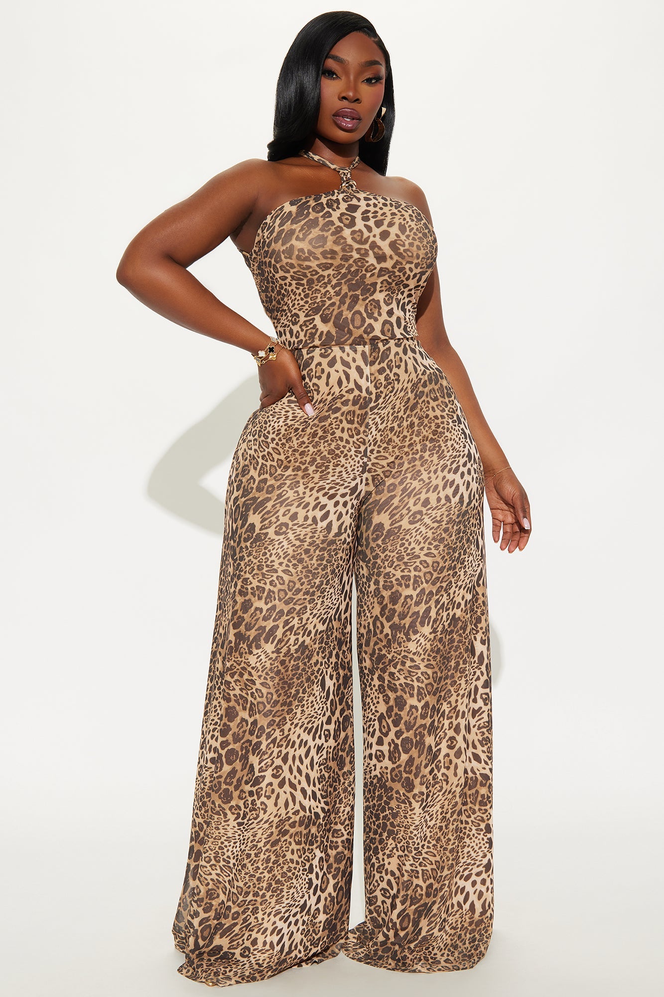 Dinner Diaries Satin Jumpsuit - Brown/combo