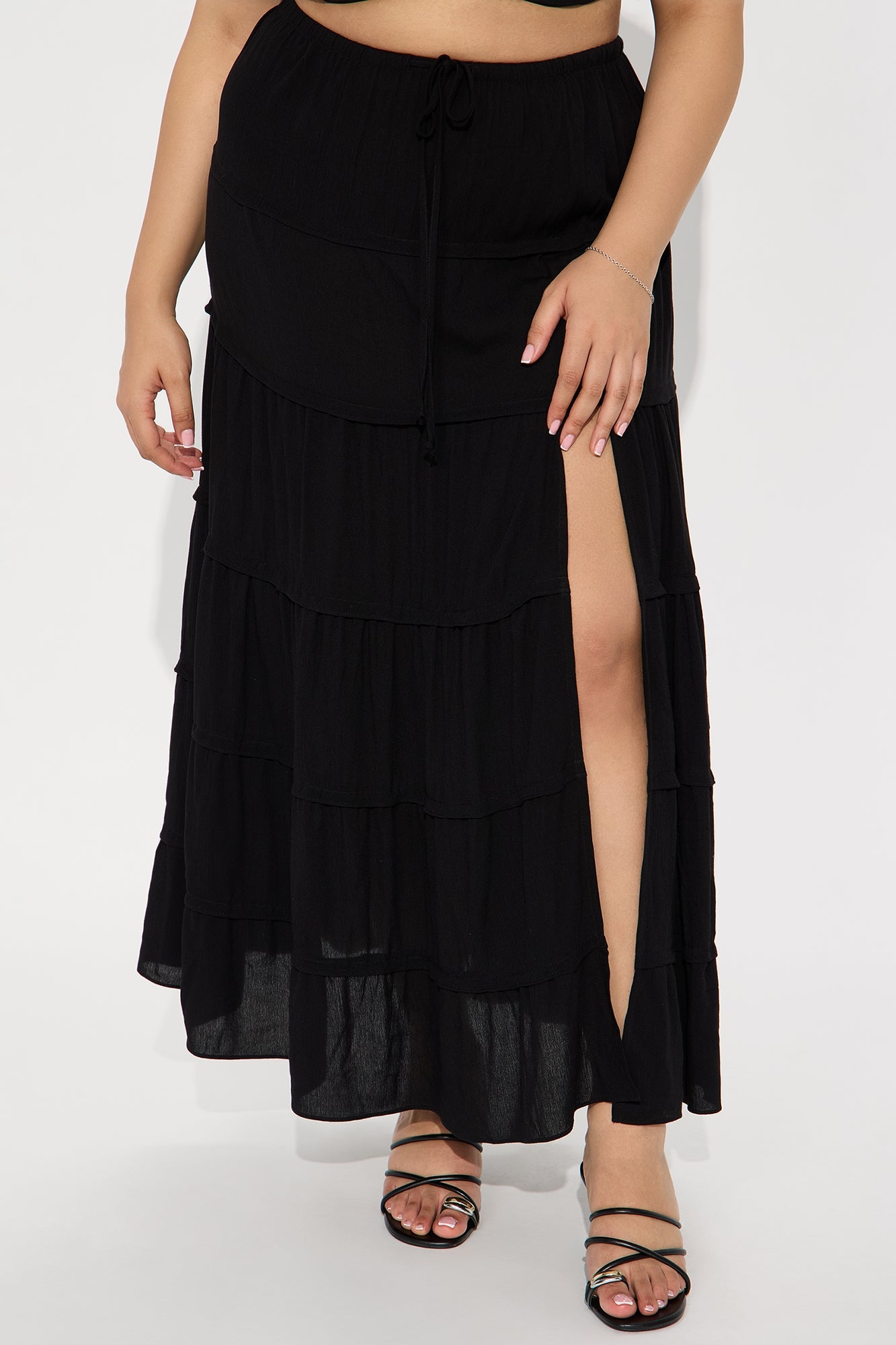 Go With The Flow Sheer Gauze Maxi Skirt - Black