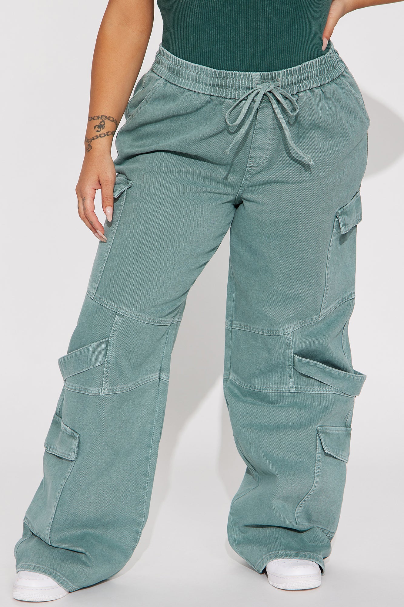 Know What To Do Non Stretch Cargo Jean - Green