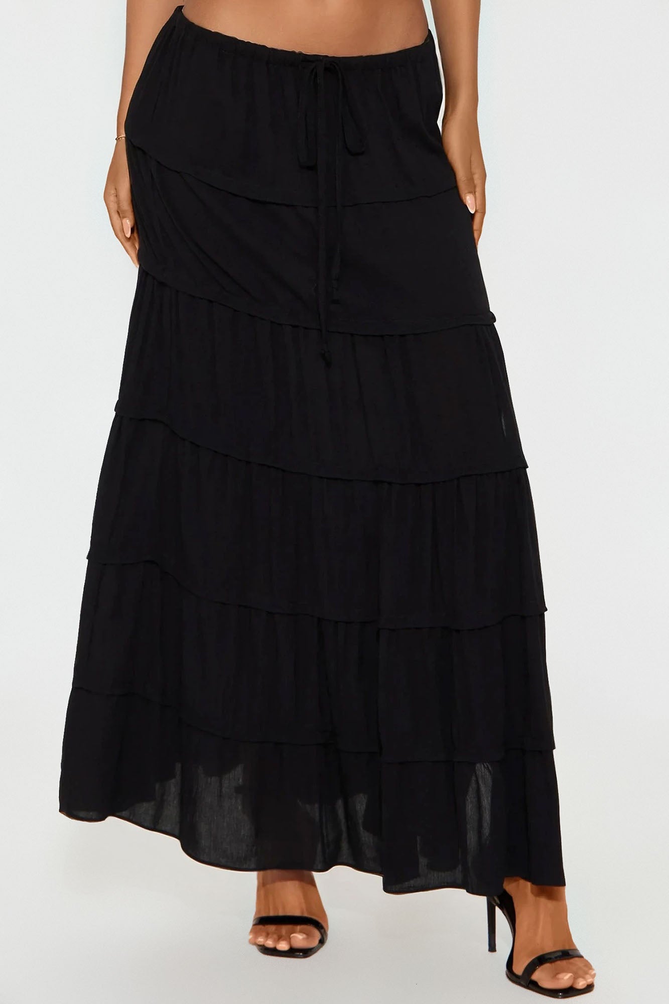 Go With The Flow Sheer Gauze Maxi Skirt - Black