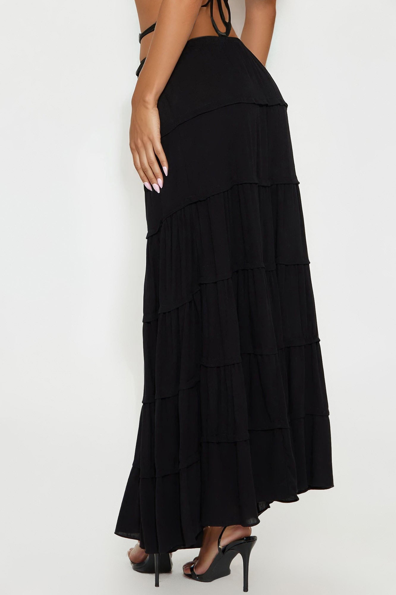 Go With The Flow Sheer Gauze Maxi Skirt - Black
