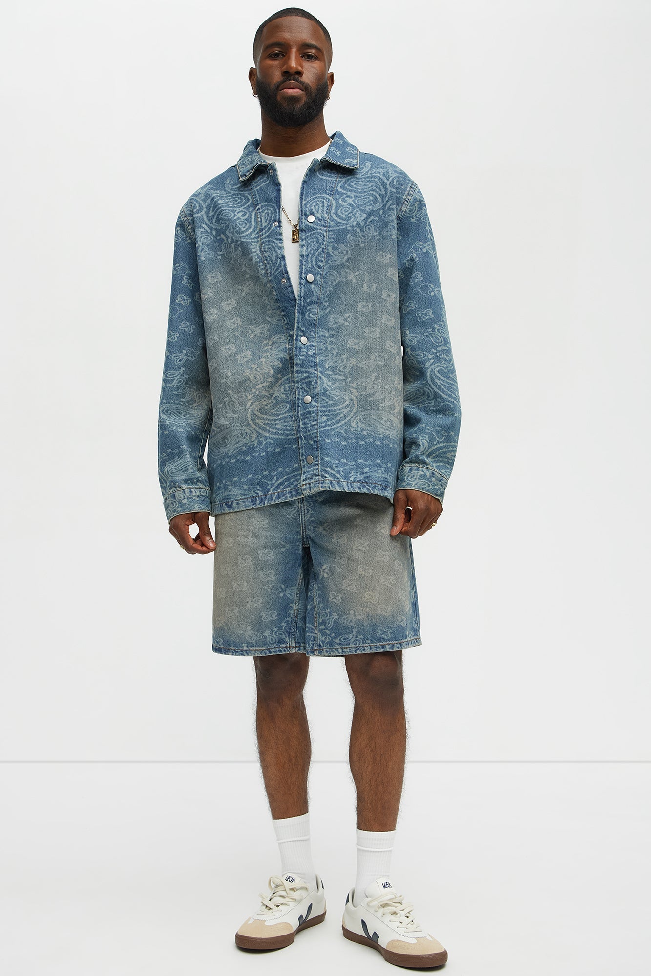 Paisley Last Denim Button Up Shirt - Medium Wash