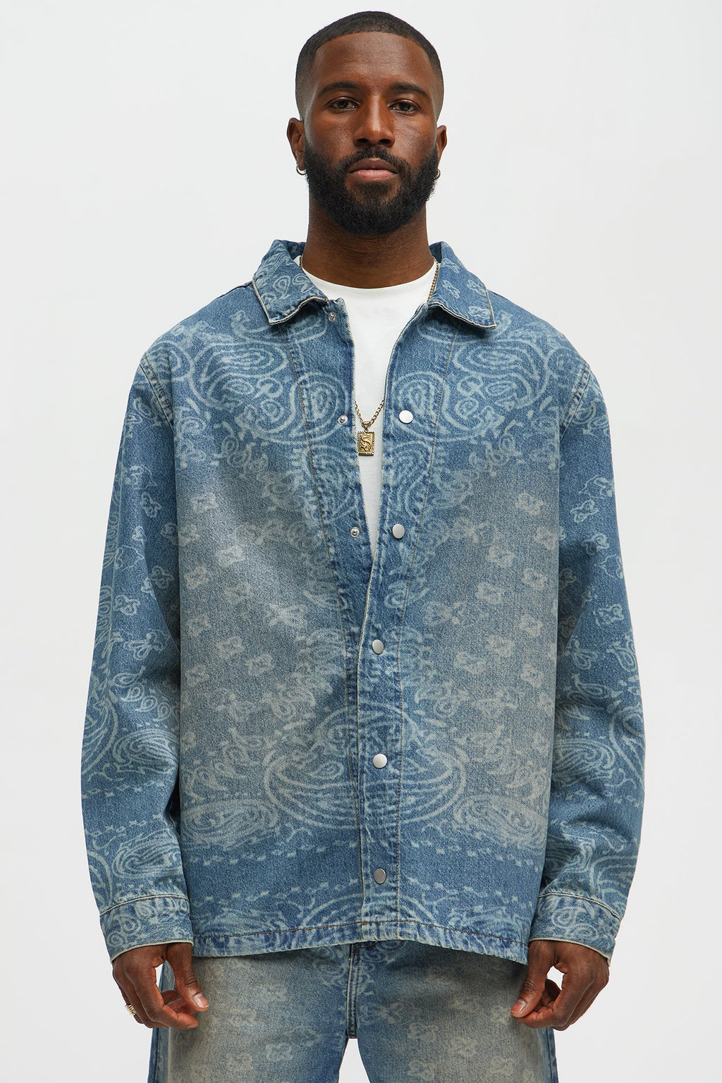 Paisley Last Denim Button Up Shirt - Medium Wash