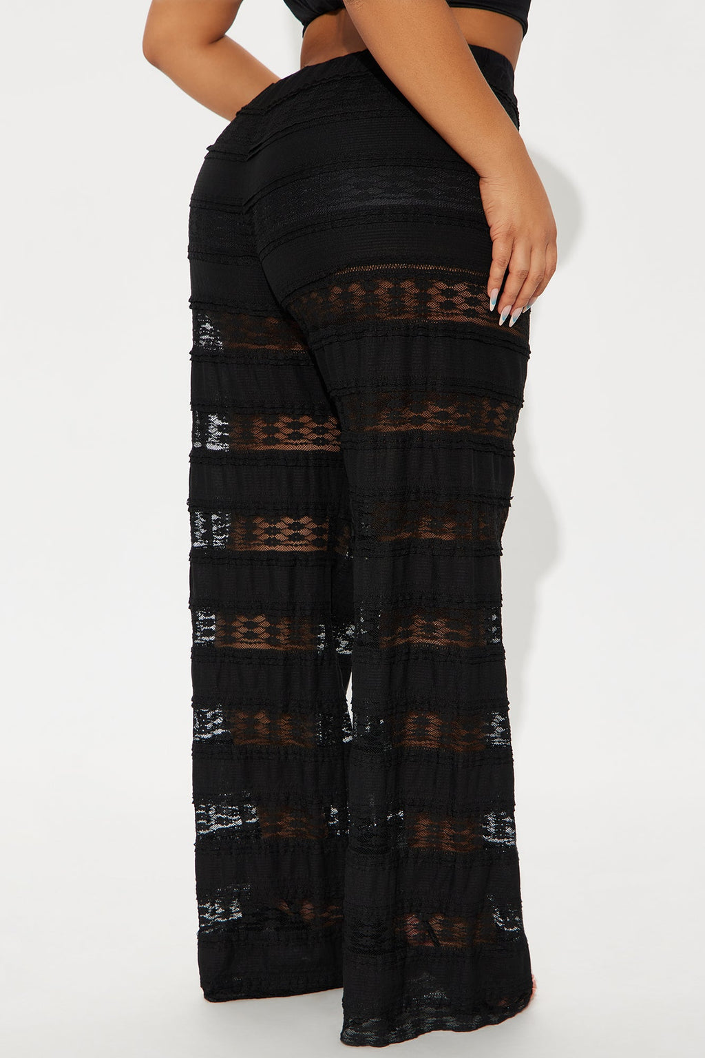 Draped In Lace Straight Leg Pant - Black