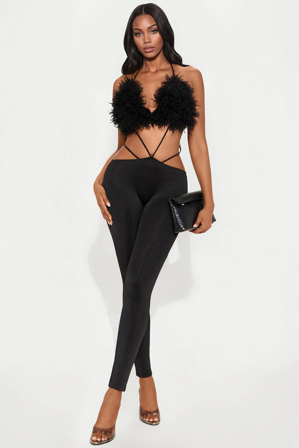 Fur Fantasy Jumpsuit - Black