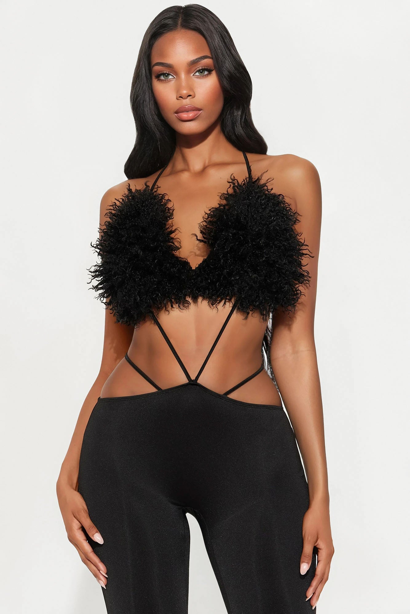 Fur Fantasy Jumpsuit - Black
