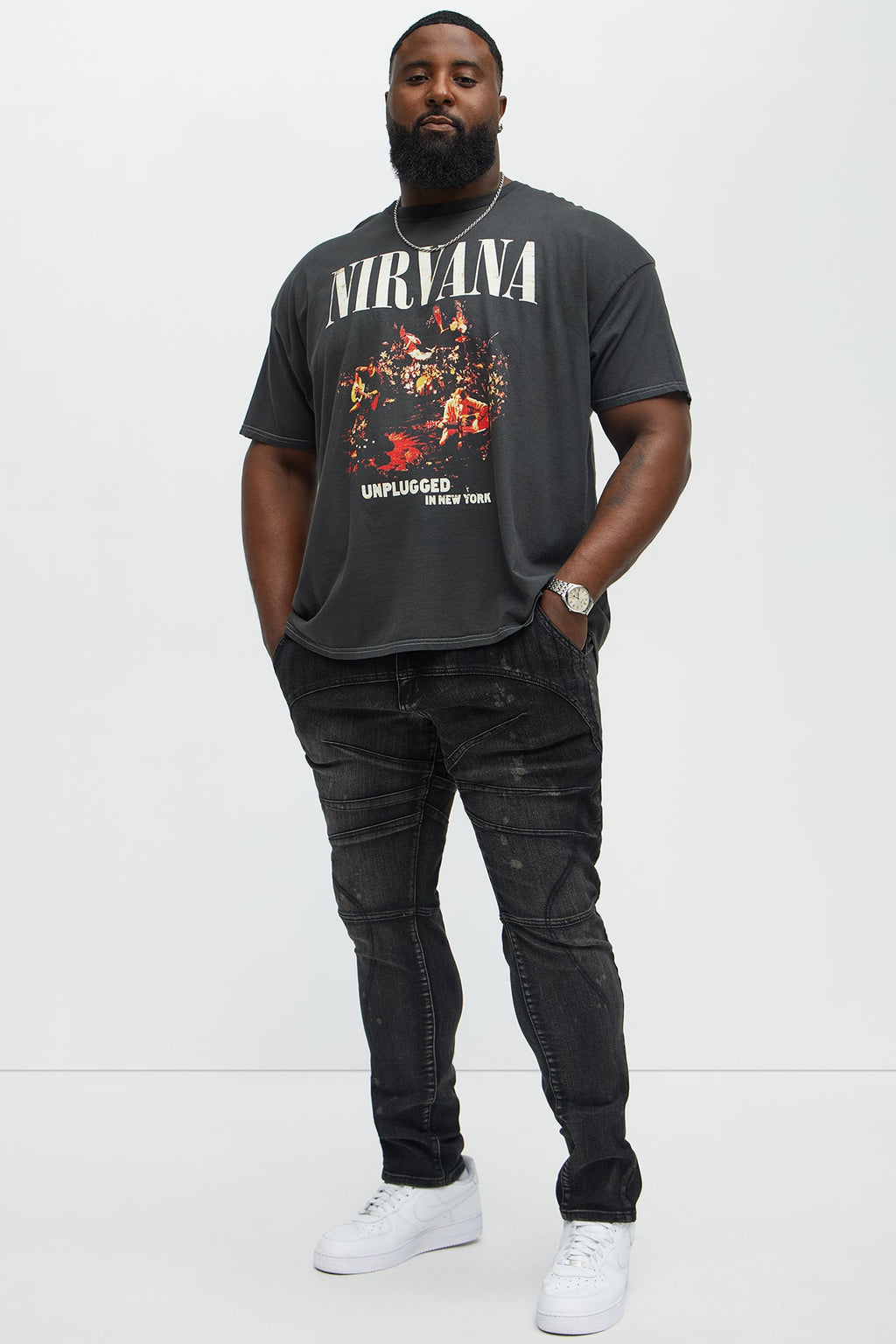 Skinny Ramped Up Panel Bleach Spot Jeans - Black Wash