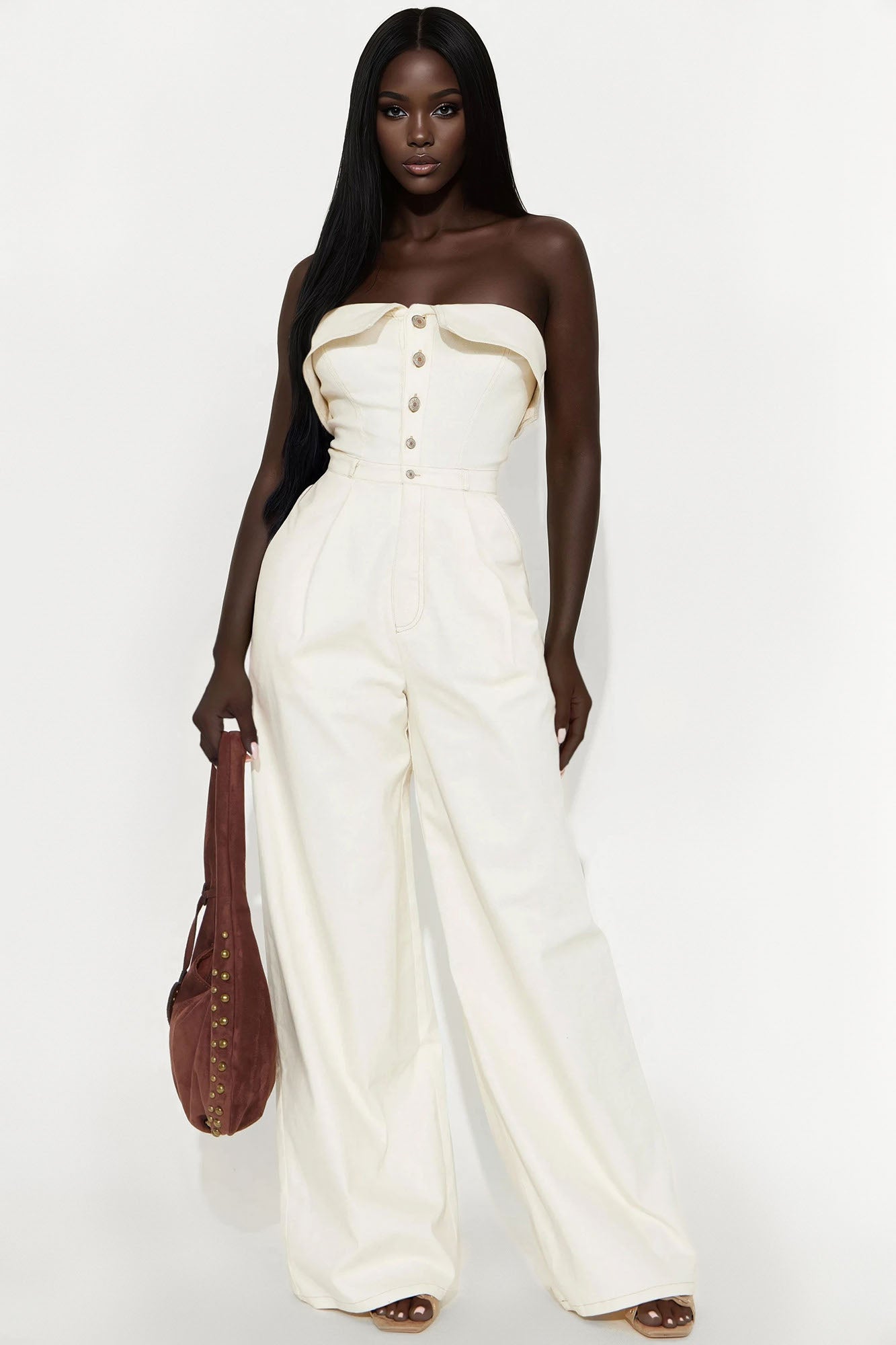 Belinda Button Up Jumpsuit - Cream