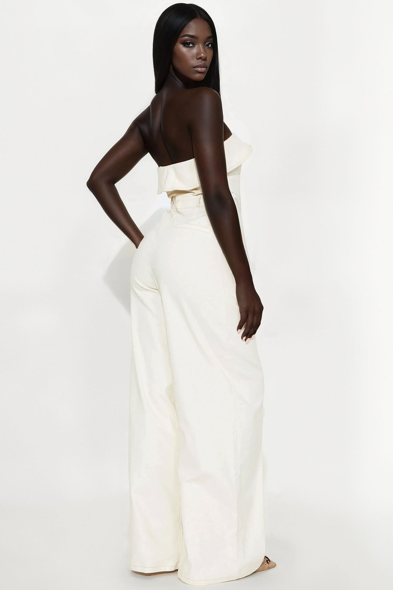 Belinda Button Up Jumpsuit - Cream