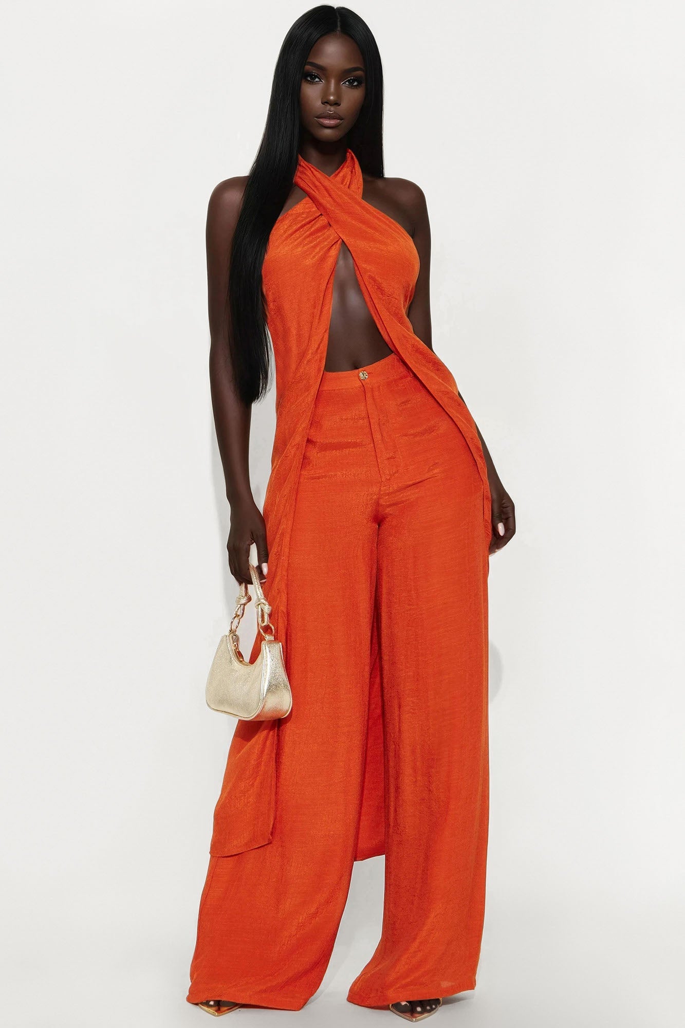Angelic Vibes Linen Pant Set - Rust
