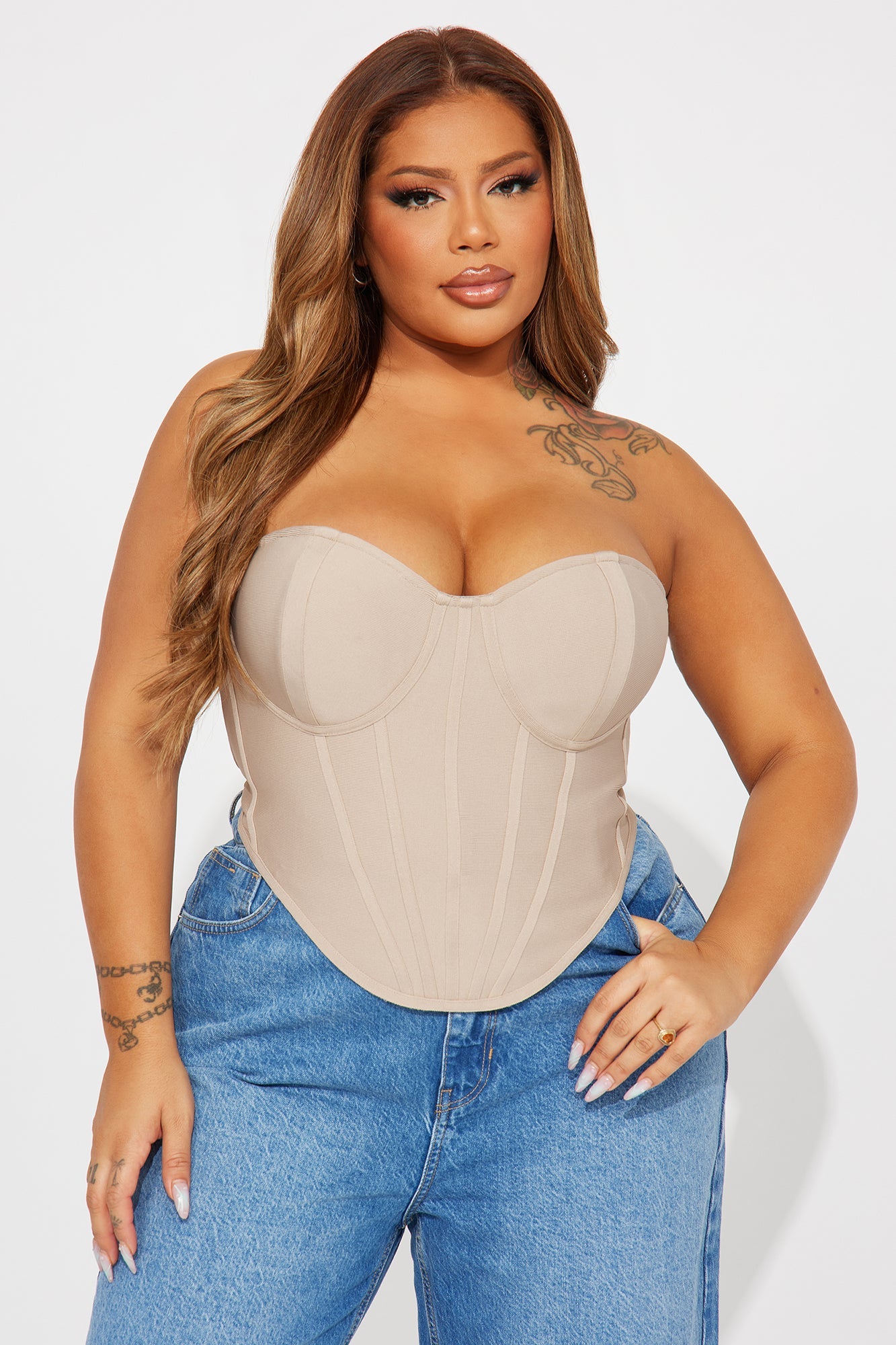 Amara Bandage Corset Top - Taupe