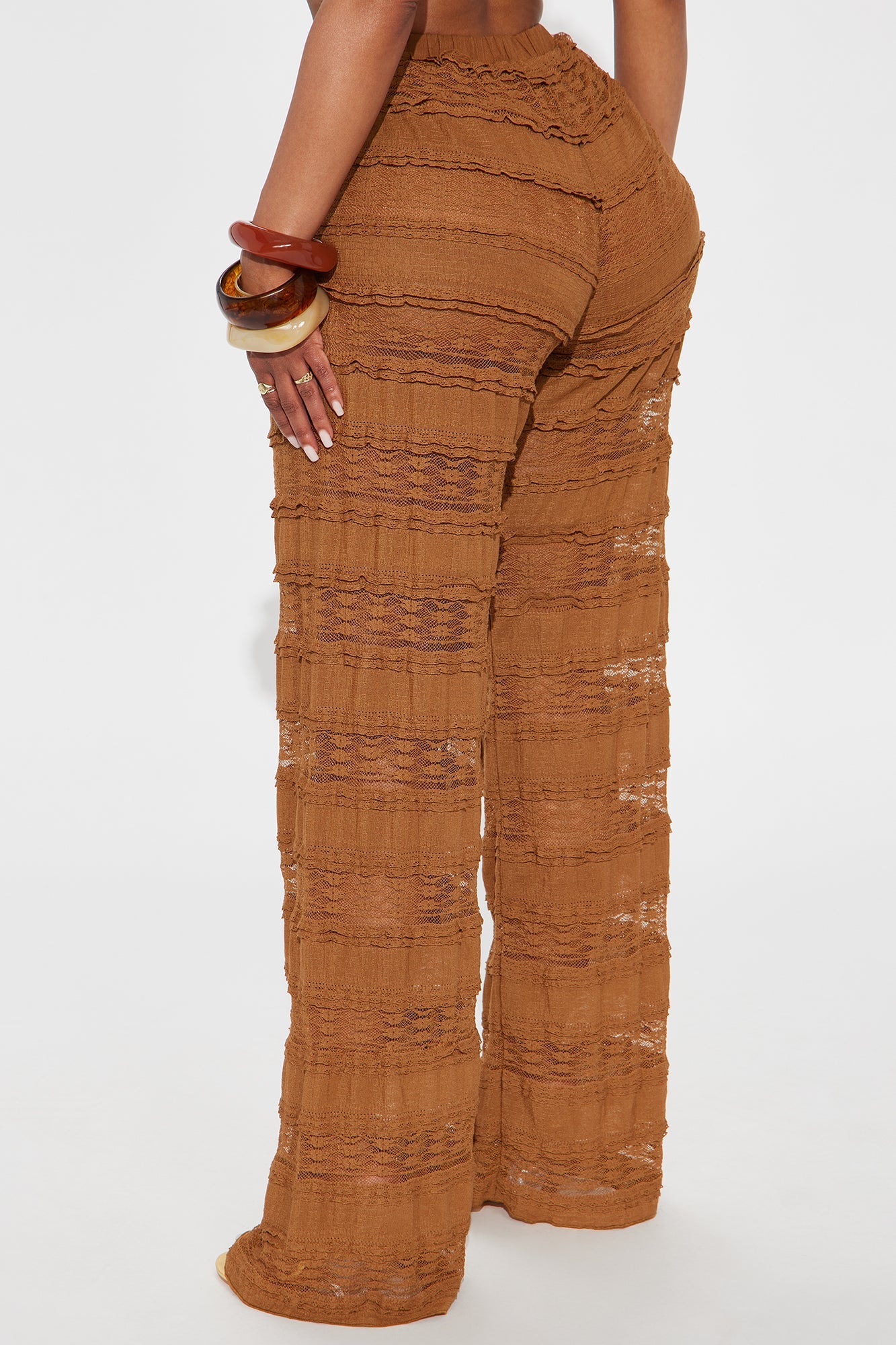 Draped In Lace Straight Leg Pant - Mocha