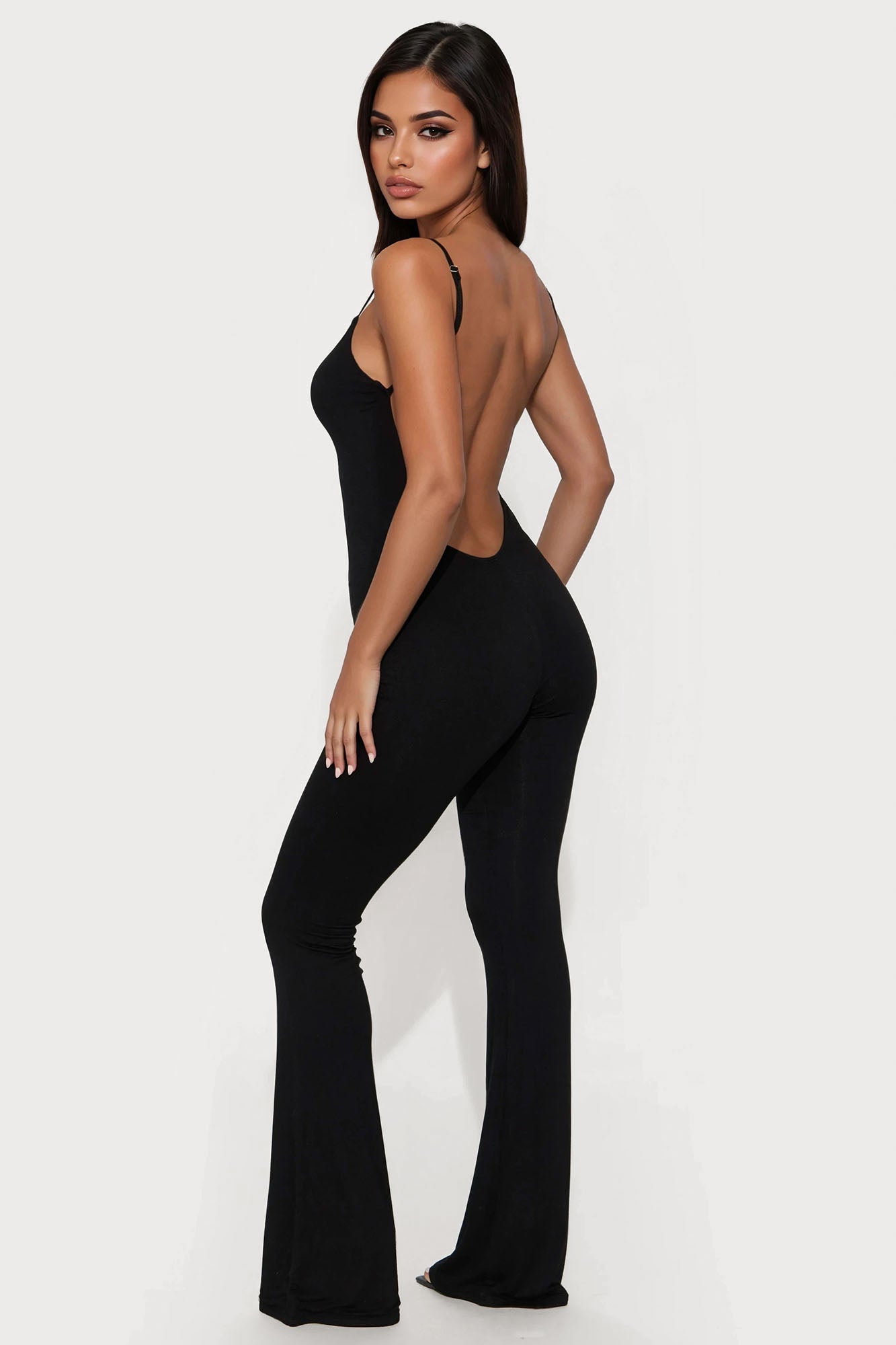 Brianna Double Lined Backless Jumpsuit - Black