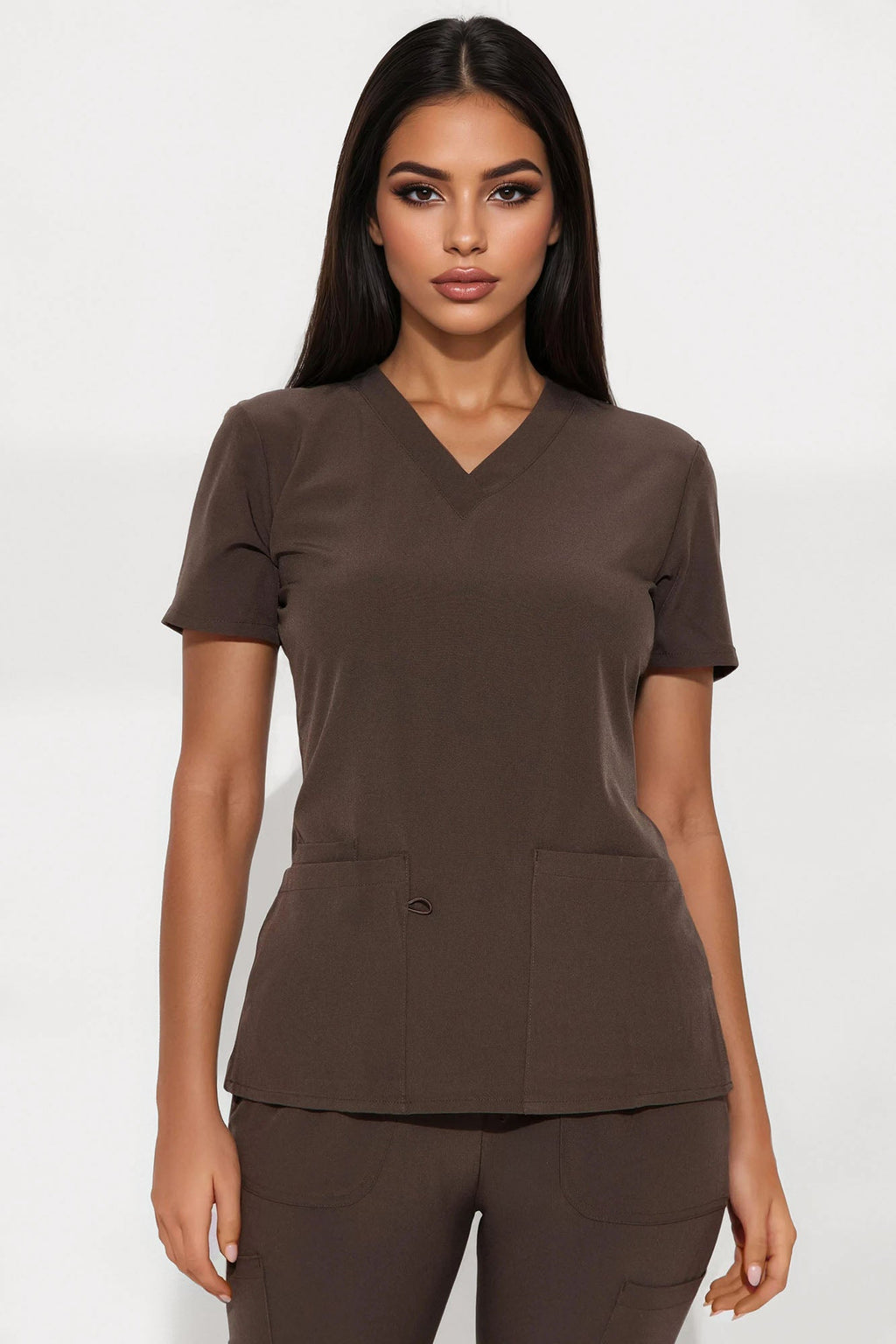 Always Ready 4 Way Stretch Scrub Uniform Pant Set - Dark Brown