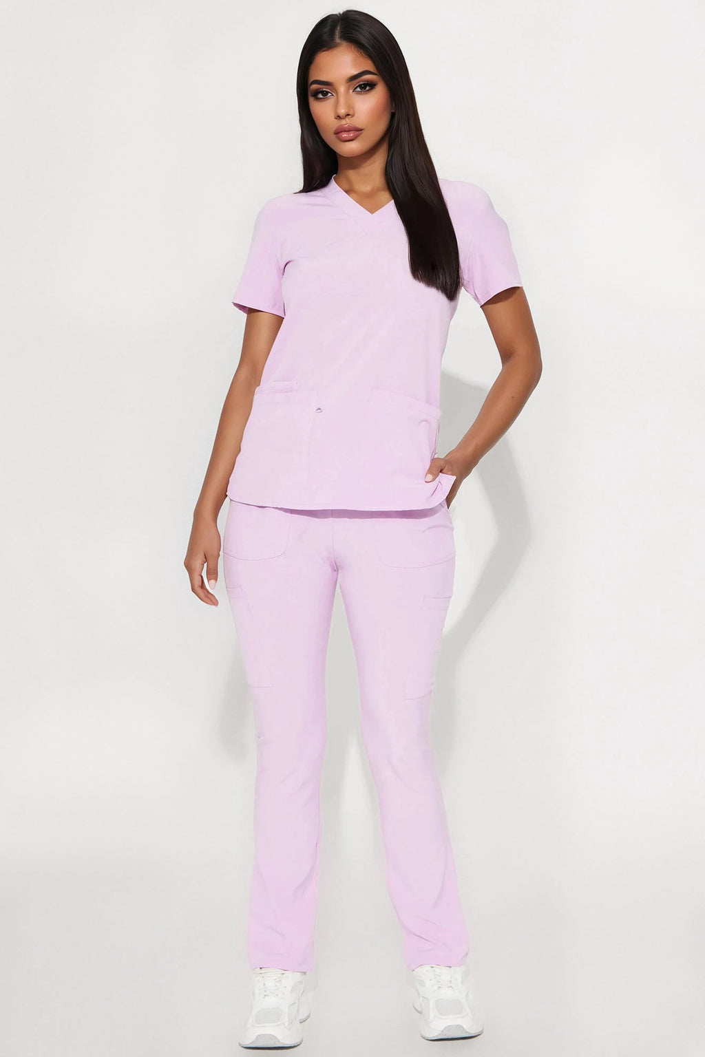 Always Ready 4 Way Stretch Scrub Uniform Pant Set - Lilac