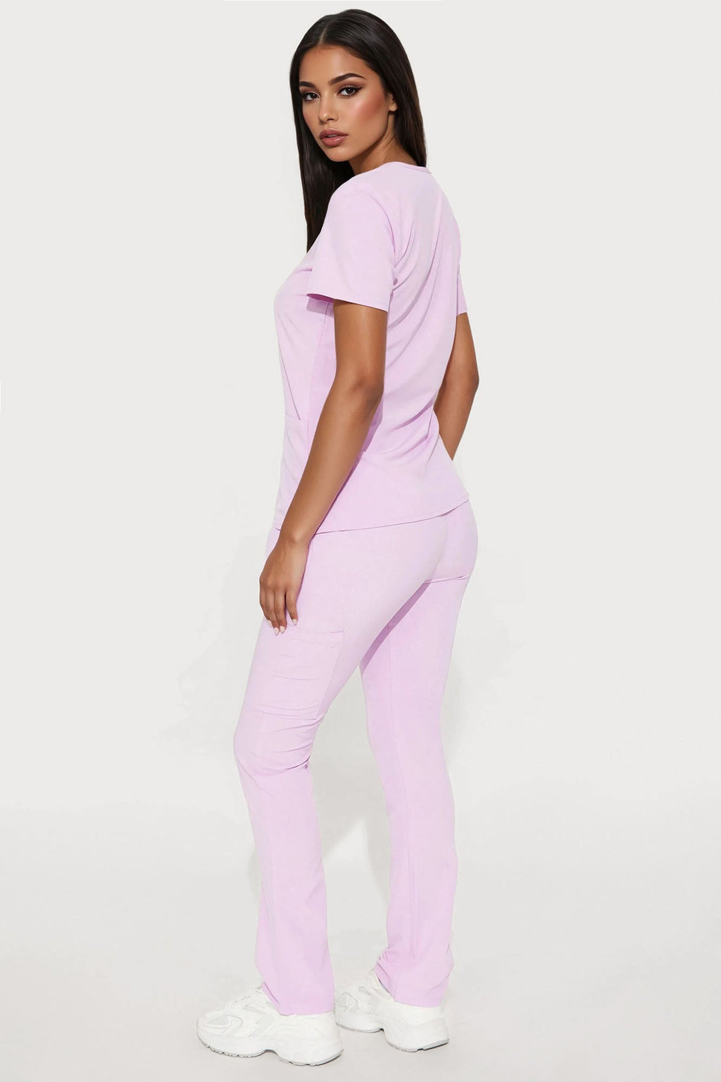 Always Ready 4 Way Stretch Scrub Uniform Pant Set - Lilac