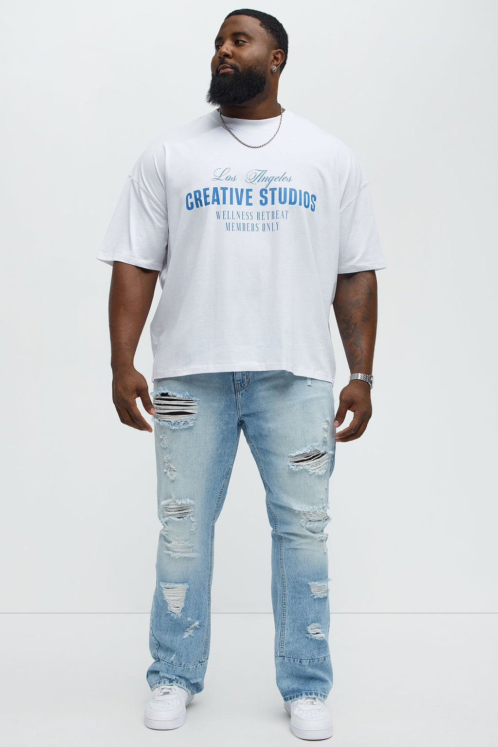 Might Go Ripped Stacked Slim Flare Jeans - Light Wash