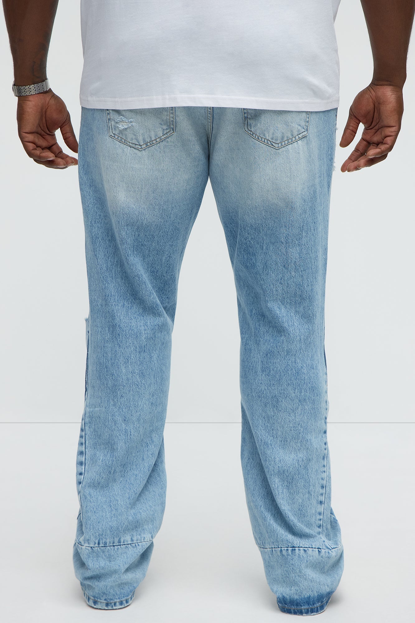 Might Go Ripped Stacked Slim Flare Jeans - Light Wash