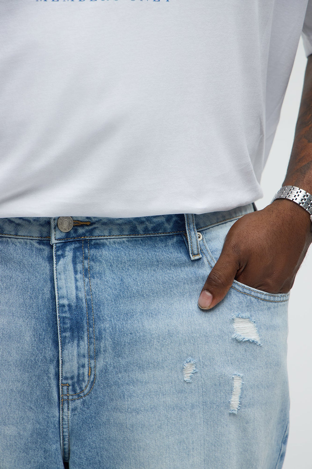 Might Go Ripped Stacked Slim Flare Jeans - Light Wash