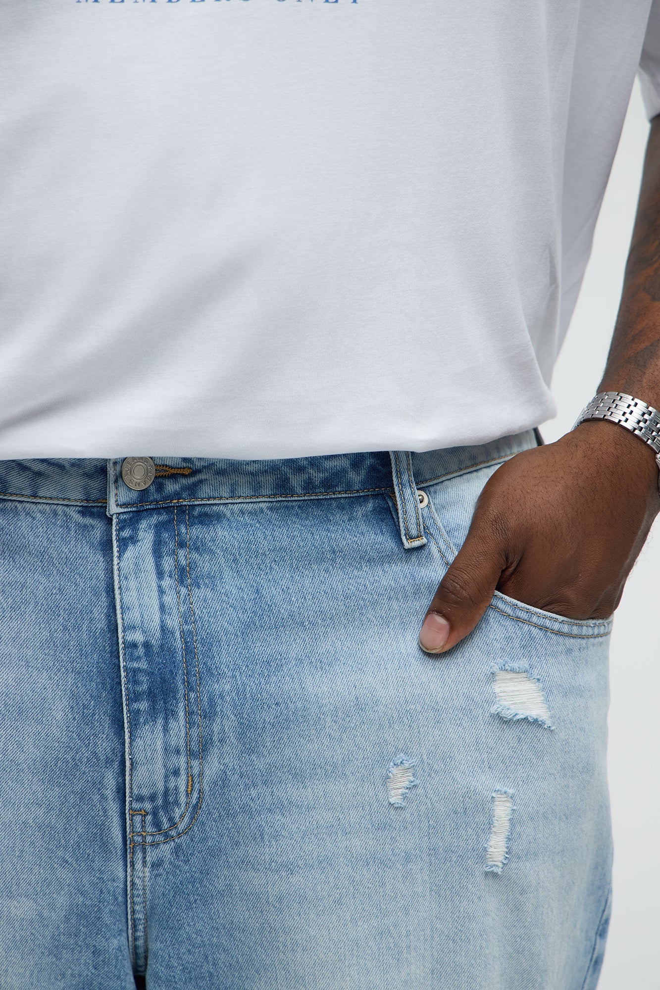 Might Go Ripped Stacked Slim Flare Jeans - Light Wash
