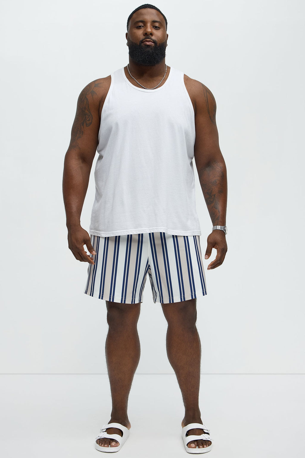 All Over Striped Striped Swim Mid Trunk - Blue/combo