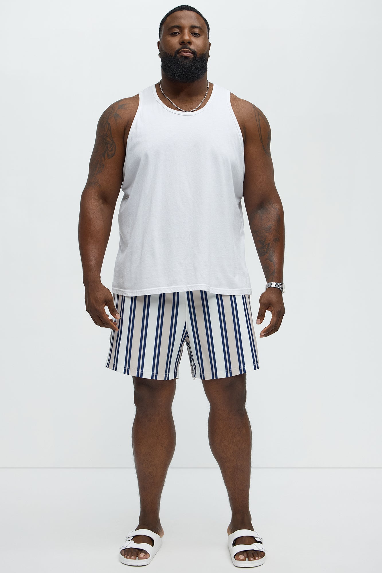 All Over Striped Striped Swim Mid Trunk - Blue/combo
