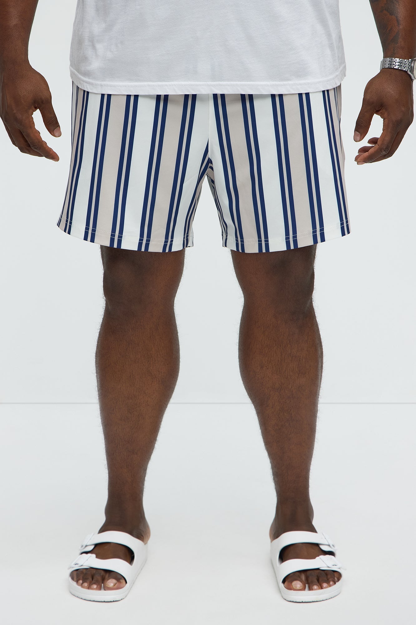 All Over Striped Striped Swim Mid Trunk - Blue/combo