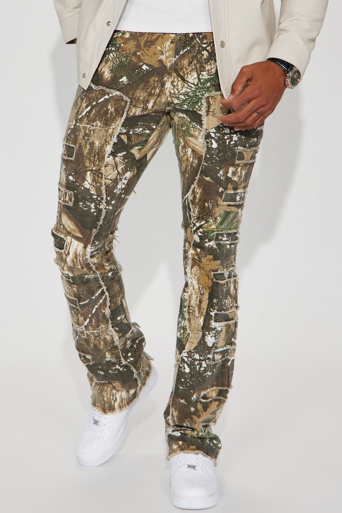 In Action Camo Stacked Skinny Flare Jeans - Camouflage