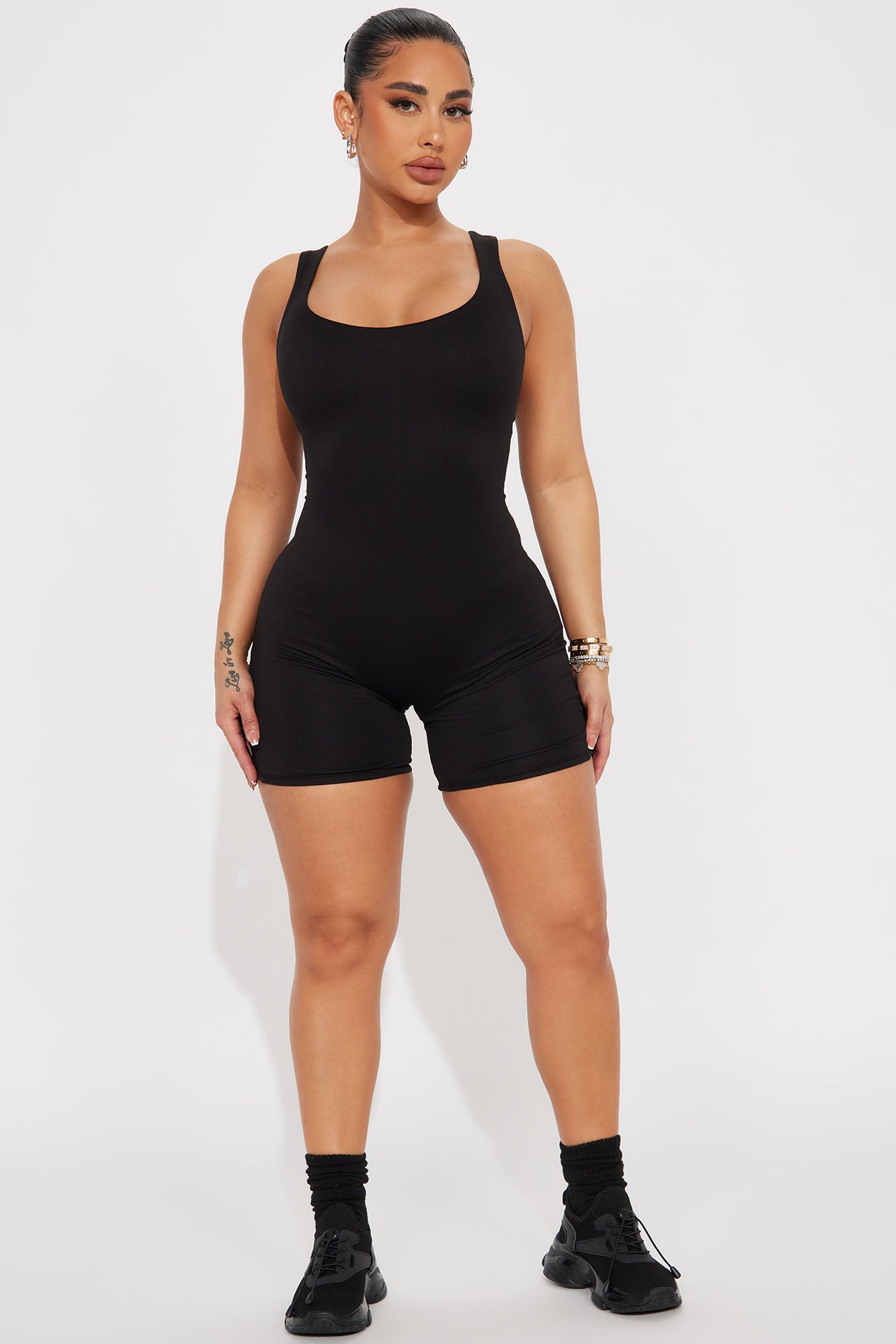 Janet Double Lined Romper - Black