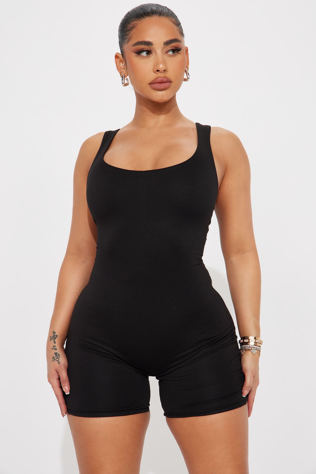 Janet Double Lined Romper - Black