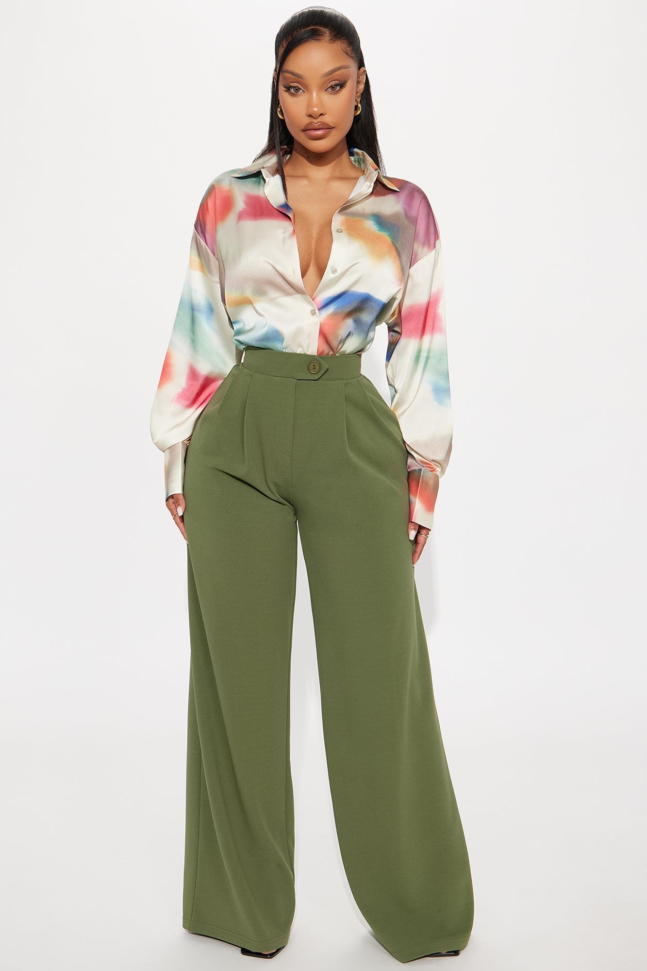 What Matters Most Wide Leg Trouser - Hunter