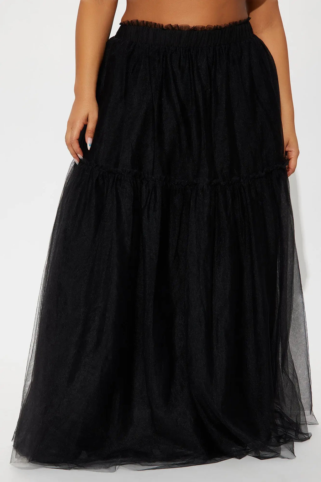 Vivian Sheer Tulle Maxi Skirt - Black 