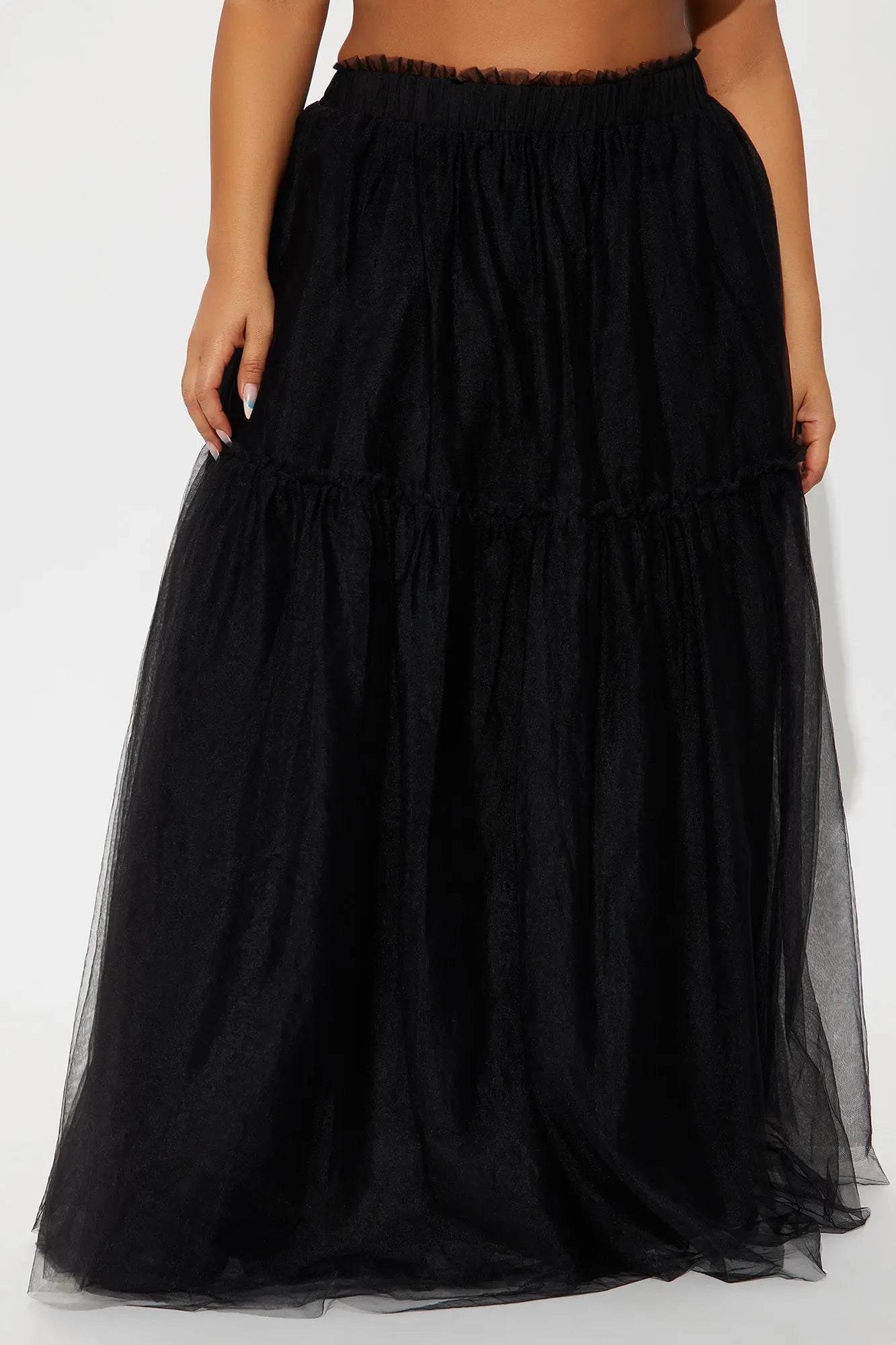 Vivian Sheer Tulle Maxi Skirt - Black 