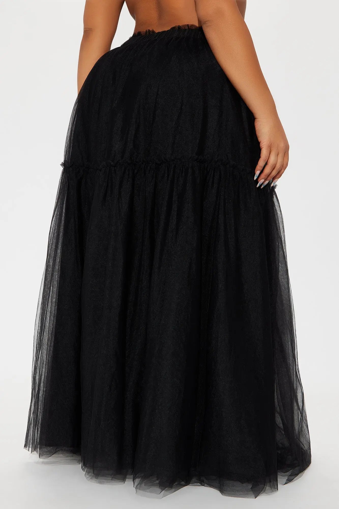 Vivian Sheer Tulle Maxi Skirt - Black 