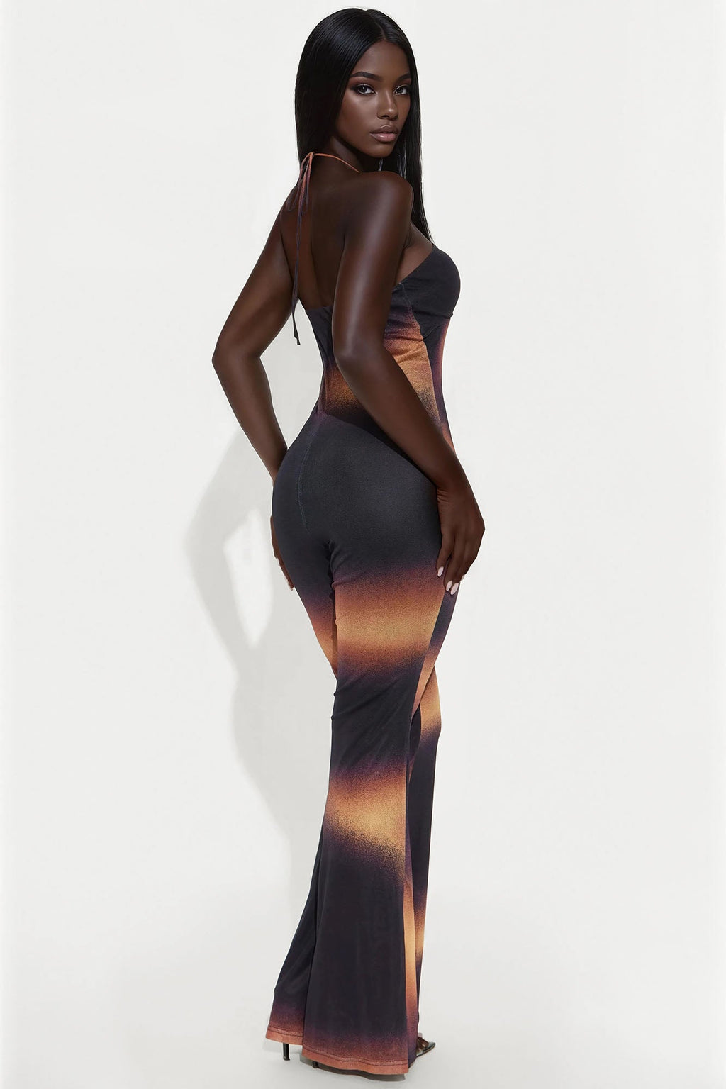 Causing Commotion Mesh Jumpsuit - Black/Orange