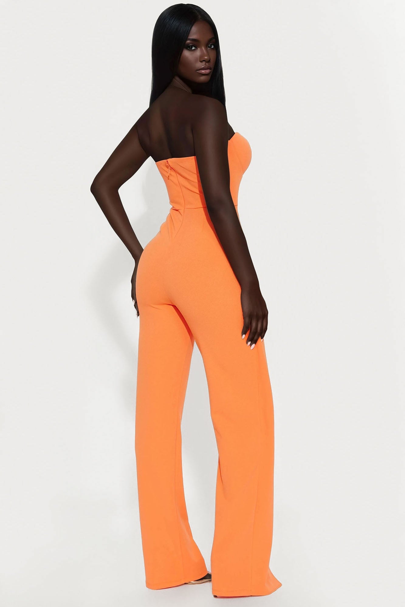 Have It All Draped Strapless Jumpsuit - Orange
