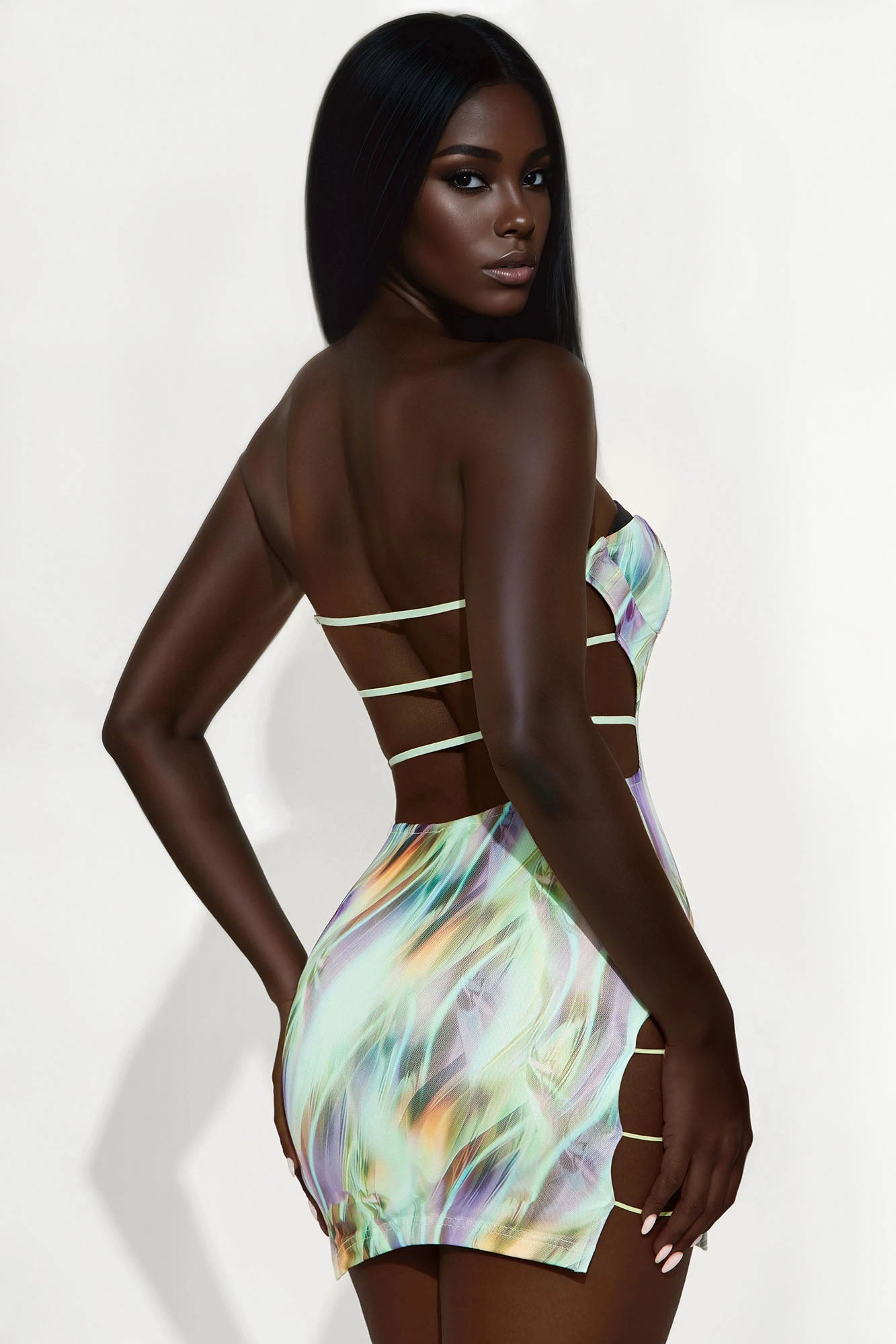 Jaxton Mesh Micro Mini Dress - Mint
