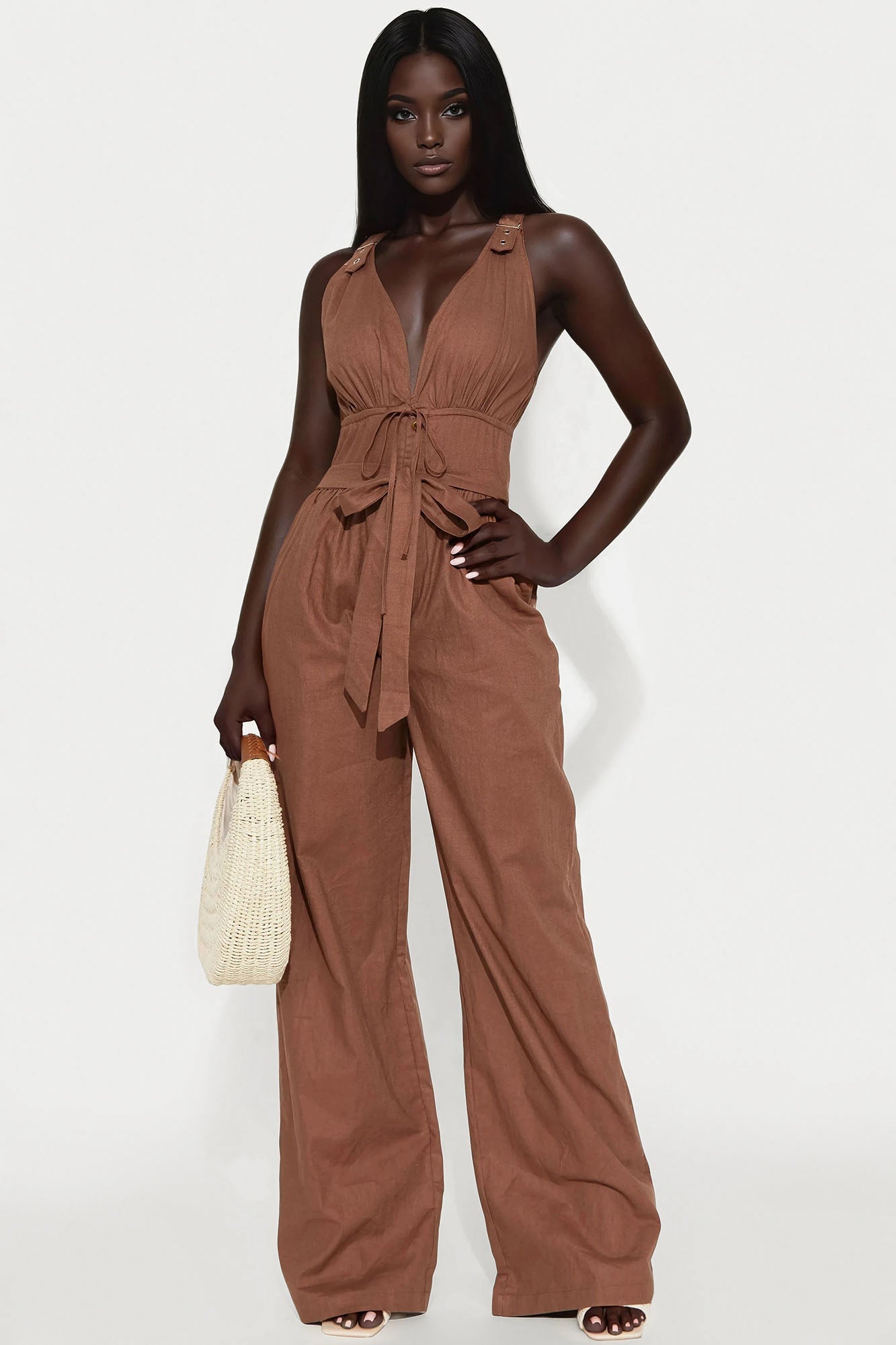 Wild About You Linen Jumpsuit - Brown