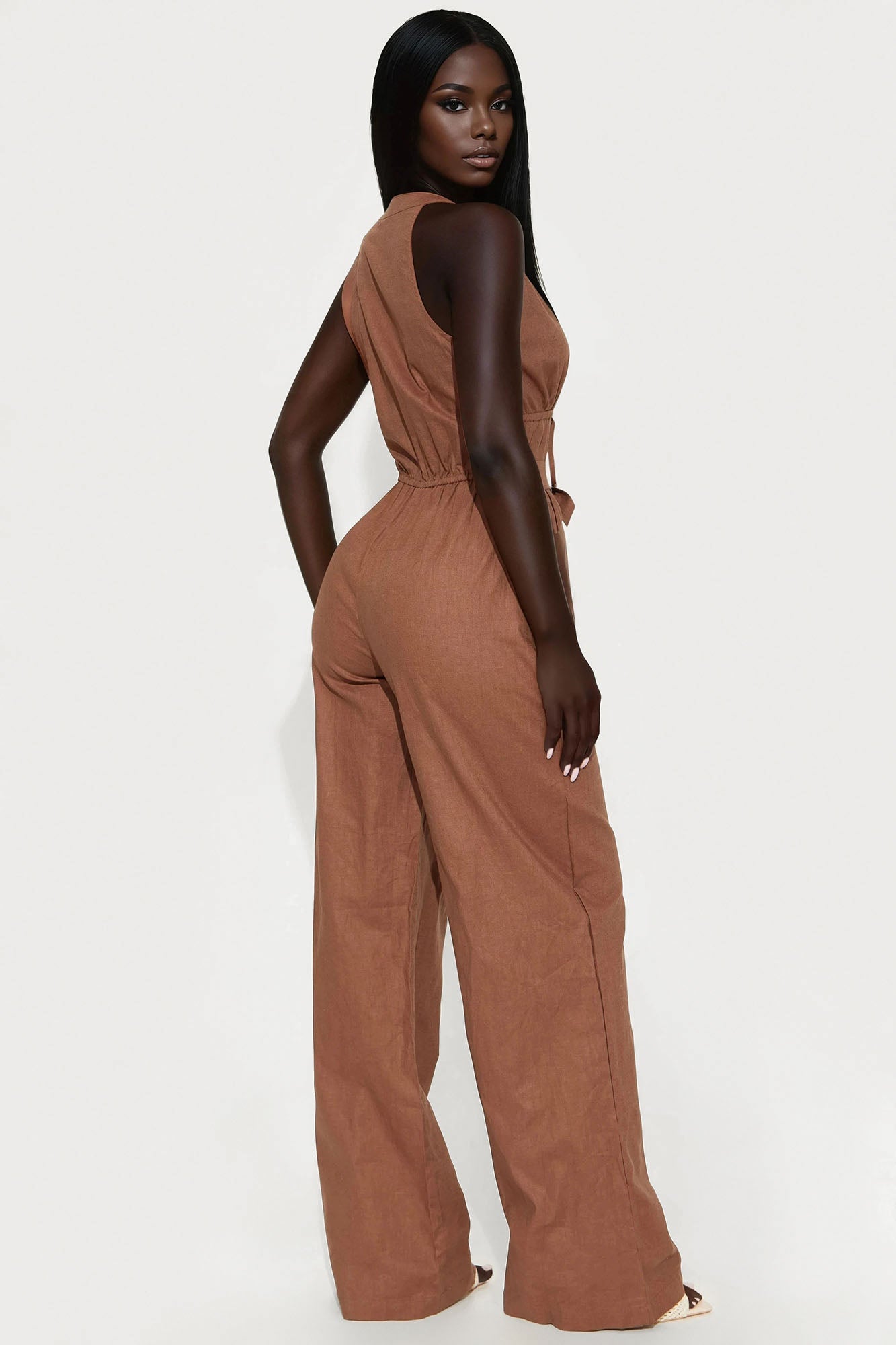Wild About You Linen Jumpsuit - Brown