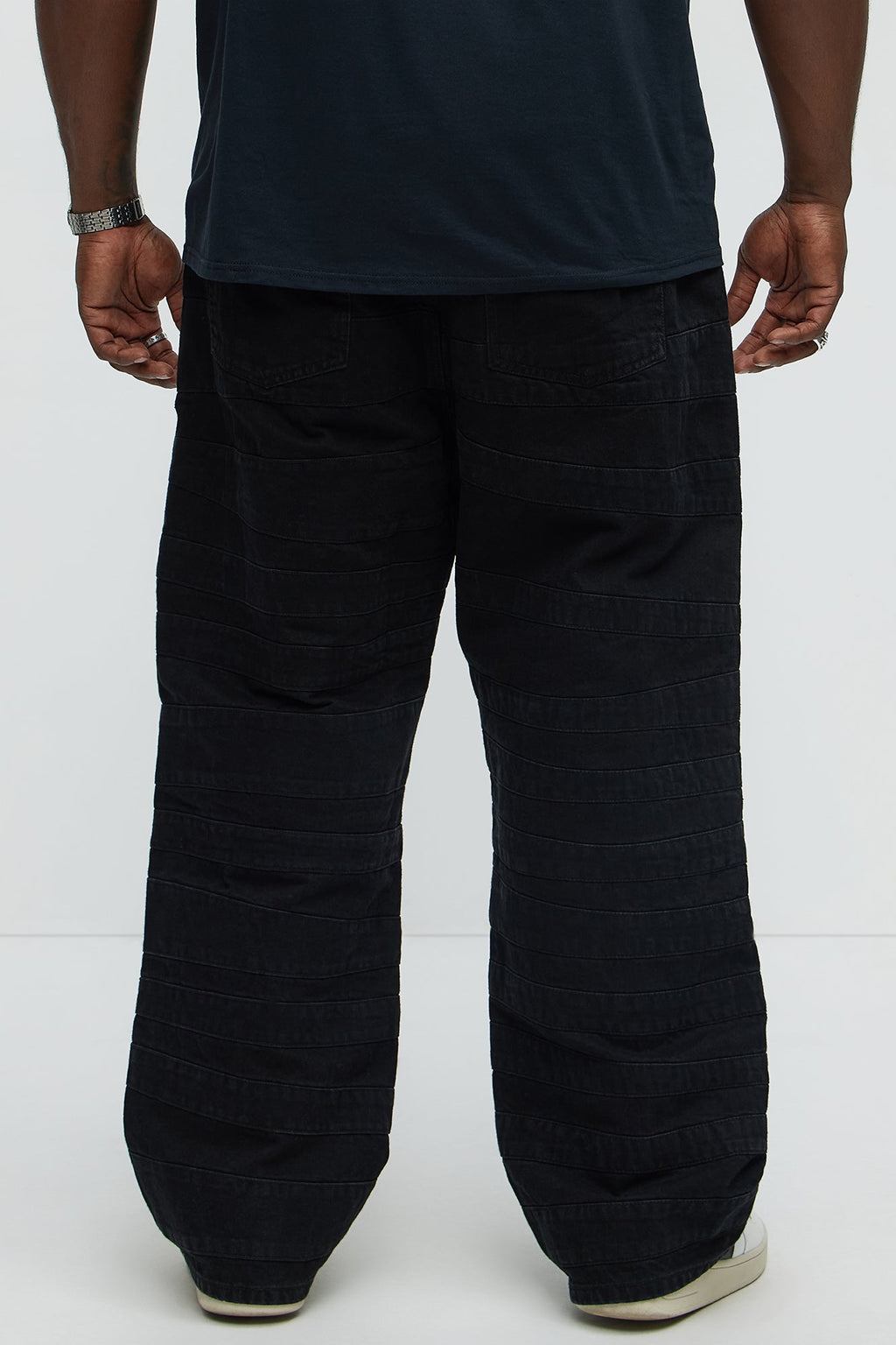 Baggy Layered Paneled Jeans - Black