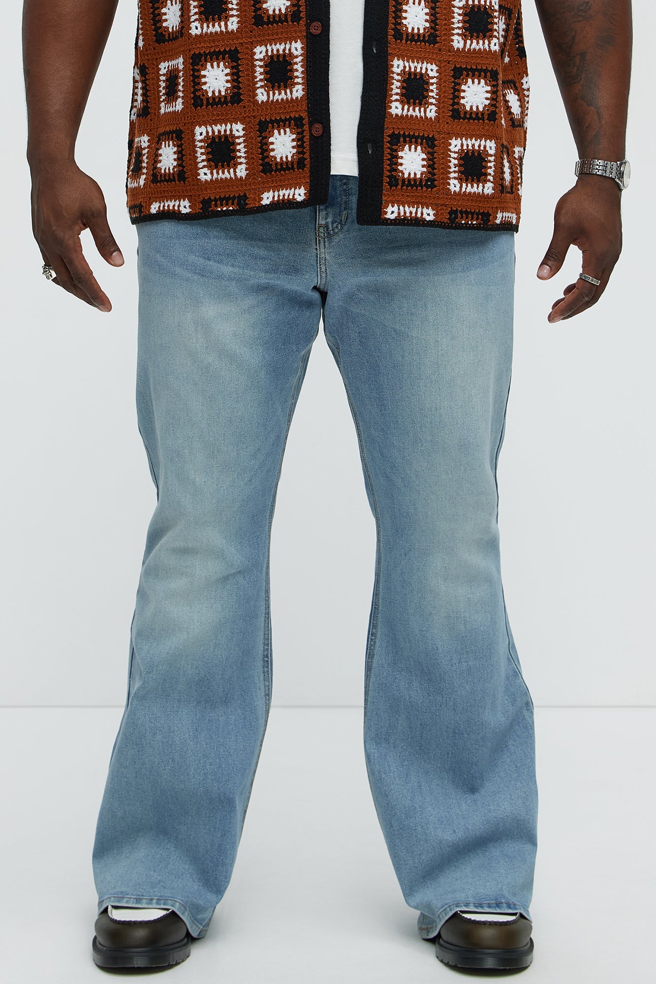 Stacked Slim Flare Grab Your Attention Jeans - Light Blue Wash