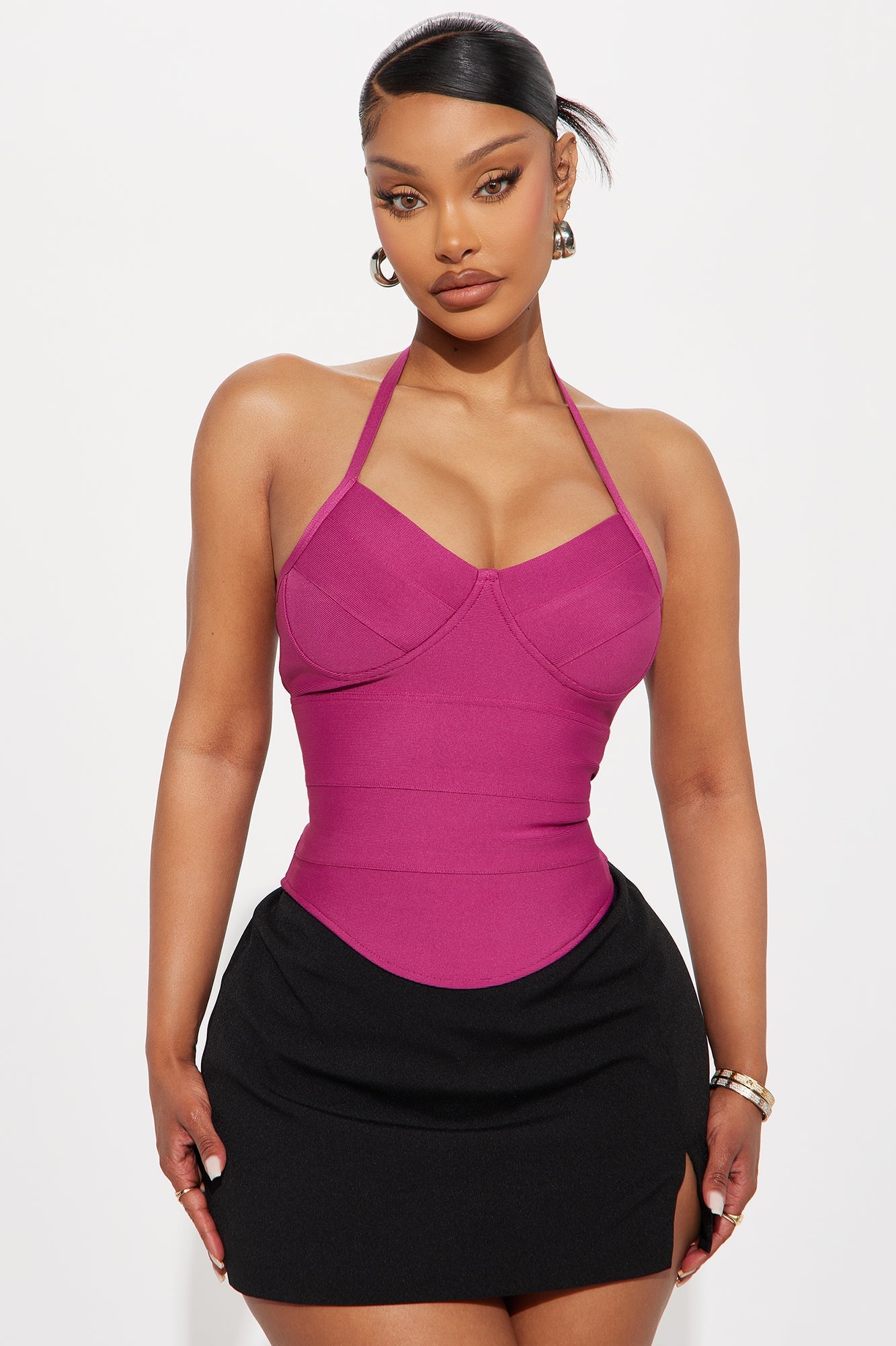 Slow-Motion Bandage Halter Top - Magenta