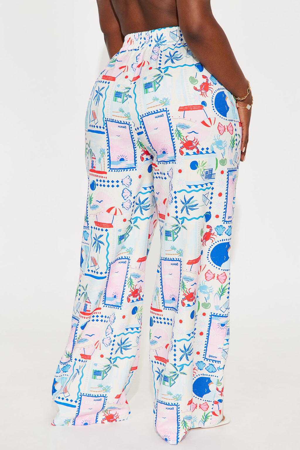 Only Beach Vibes Wide Leg Airflow Pant - White/combo