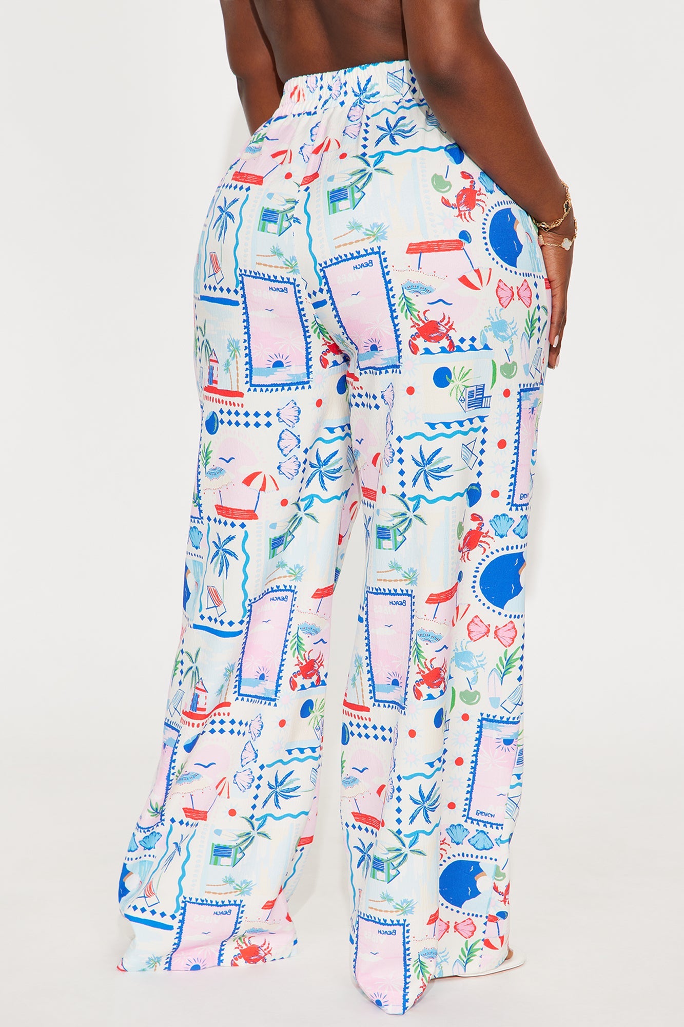 Only Beach Vibes Wide Leg Airflow Pant - White/combo