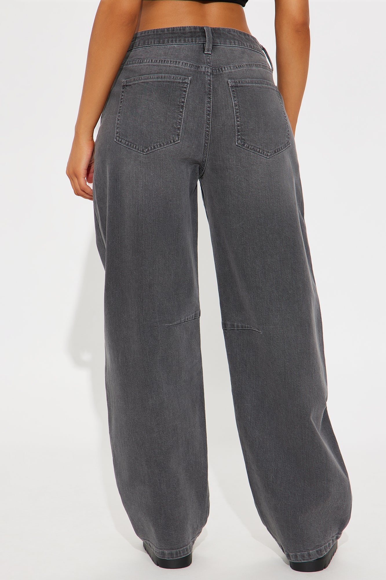 Break It Off Barrel Leg Jeans - Dark Grey