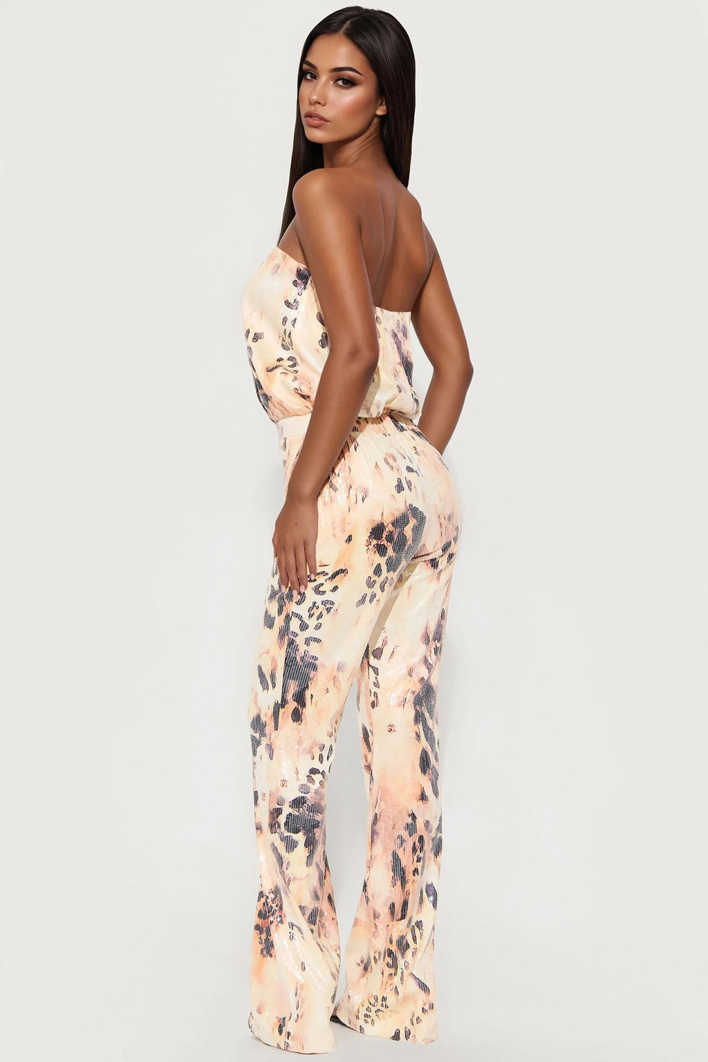 Small Town Girl Sequin Jumpsuit - Ivory/combo