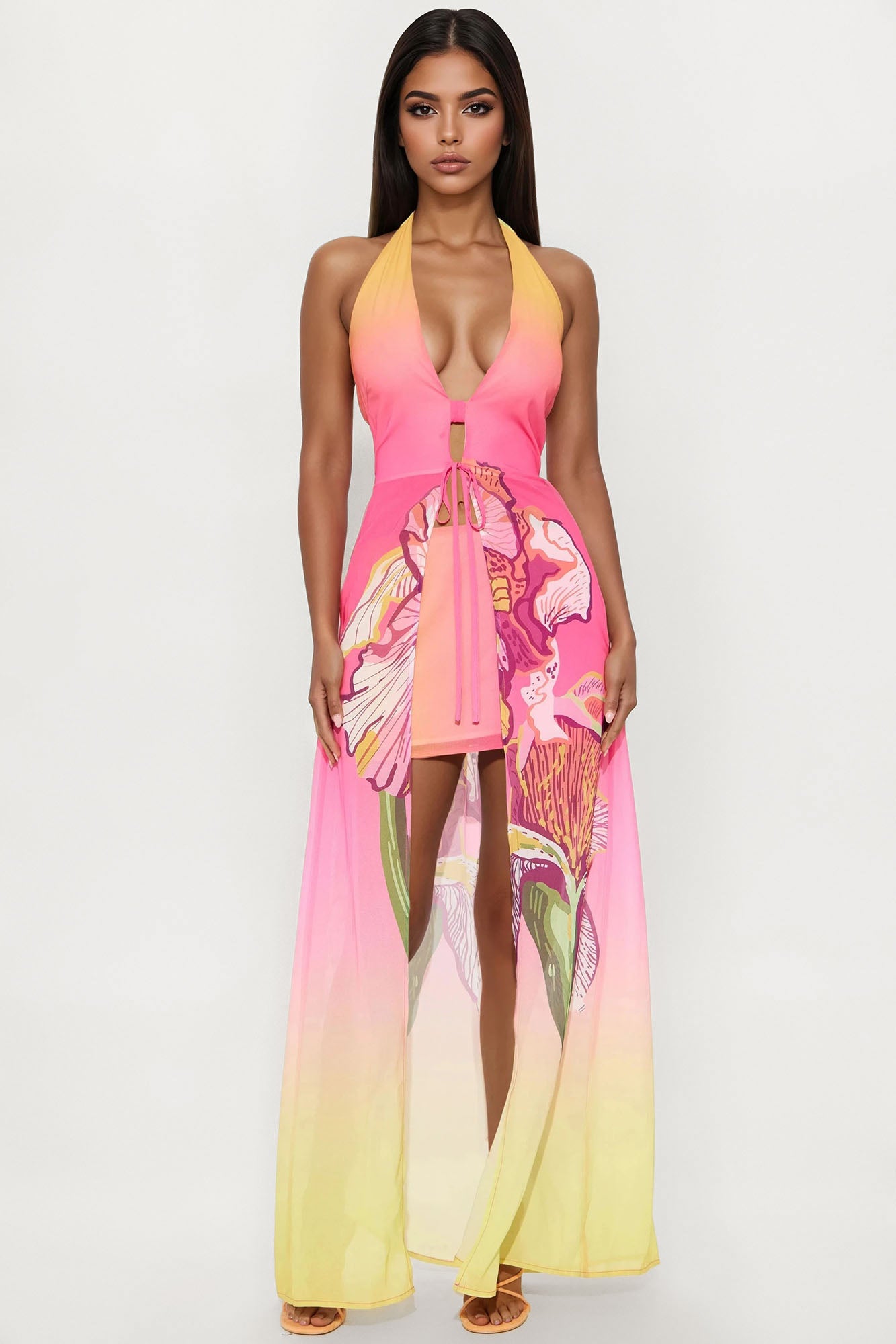 Tropic Goddess Skirt Set - Hot Pink/combo
